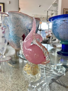 Murano Glass Pink Fish Figurine