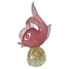 Murano Glass Pink Fish Figurine