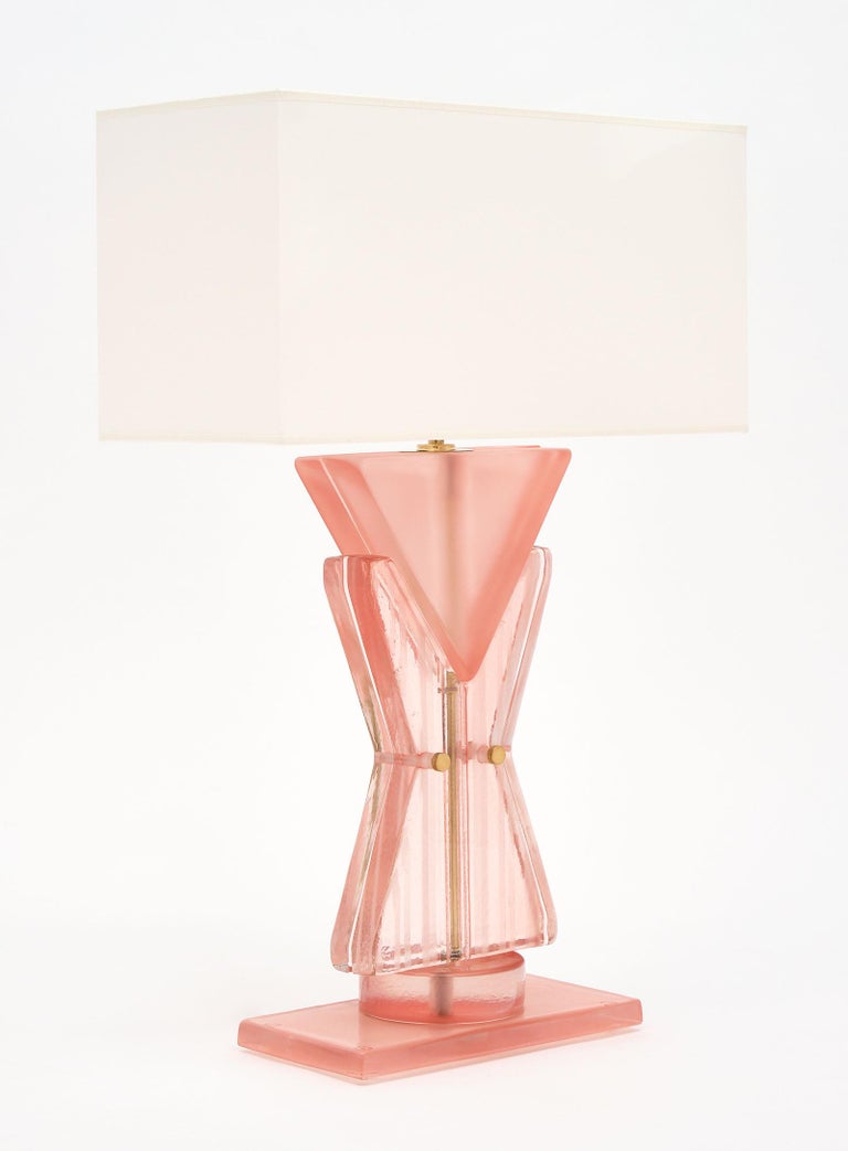 Modern Murano Glass Pink Geometric TOTEM Lamps For Sale
