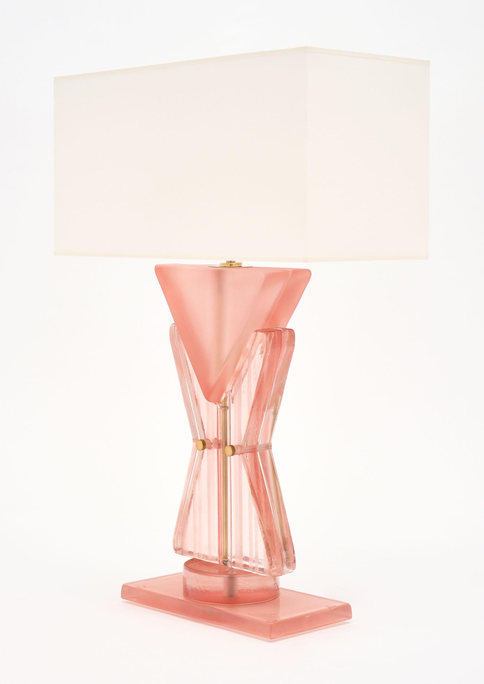 Modern Murano Glass Pink Geometric TOTEM Lamps For Sale