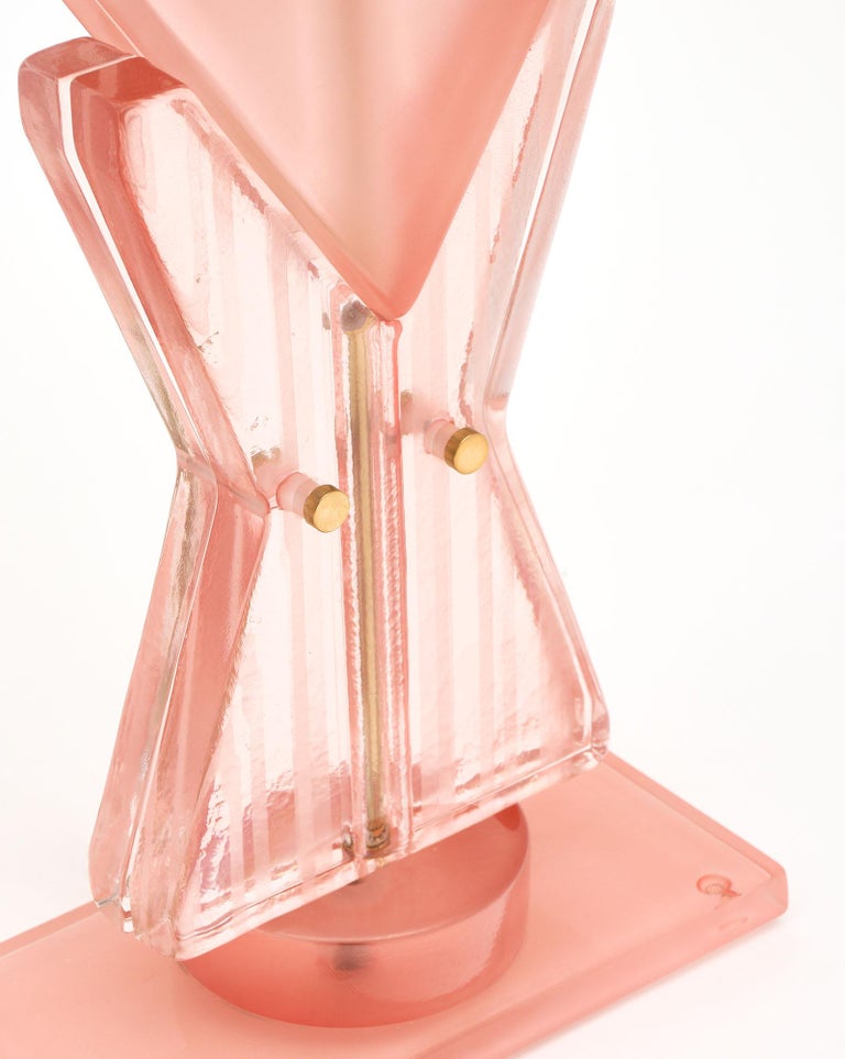 Murano Glass Pink Geometric TOTEM Lamps In Excellent Condition For Sale In Austin, TX