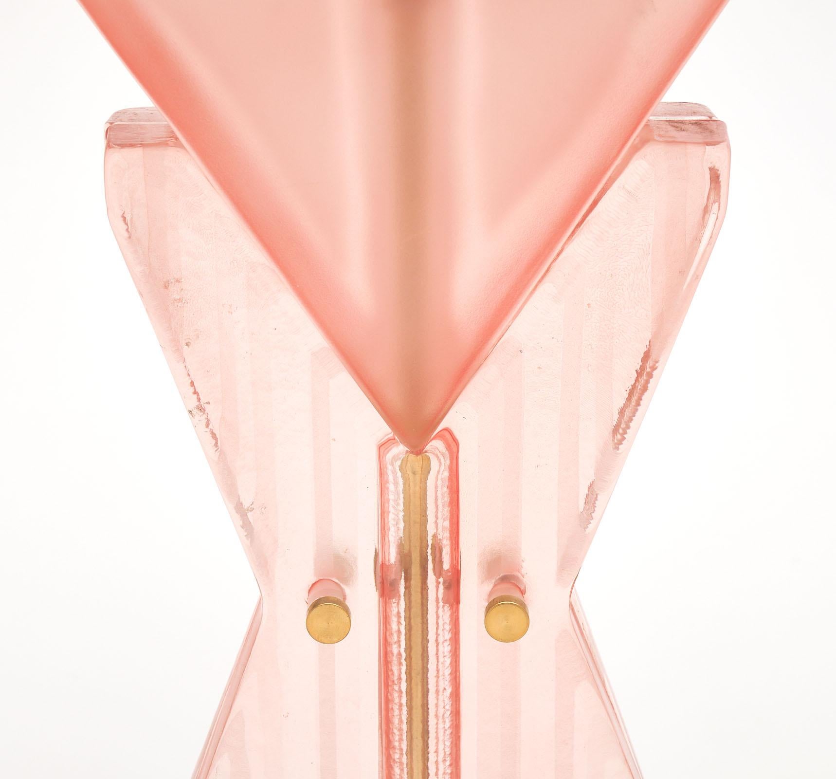 Murano Glass Pink Geometric TOTEM Lamps In Excellent Condition For Sale In Austin, TX