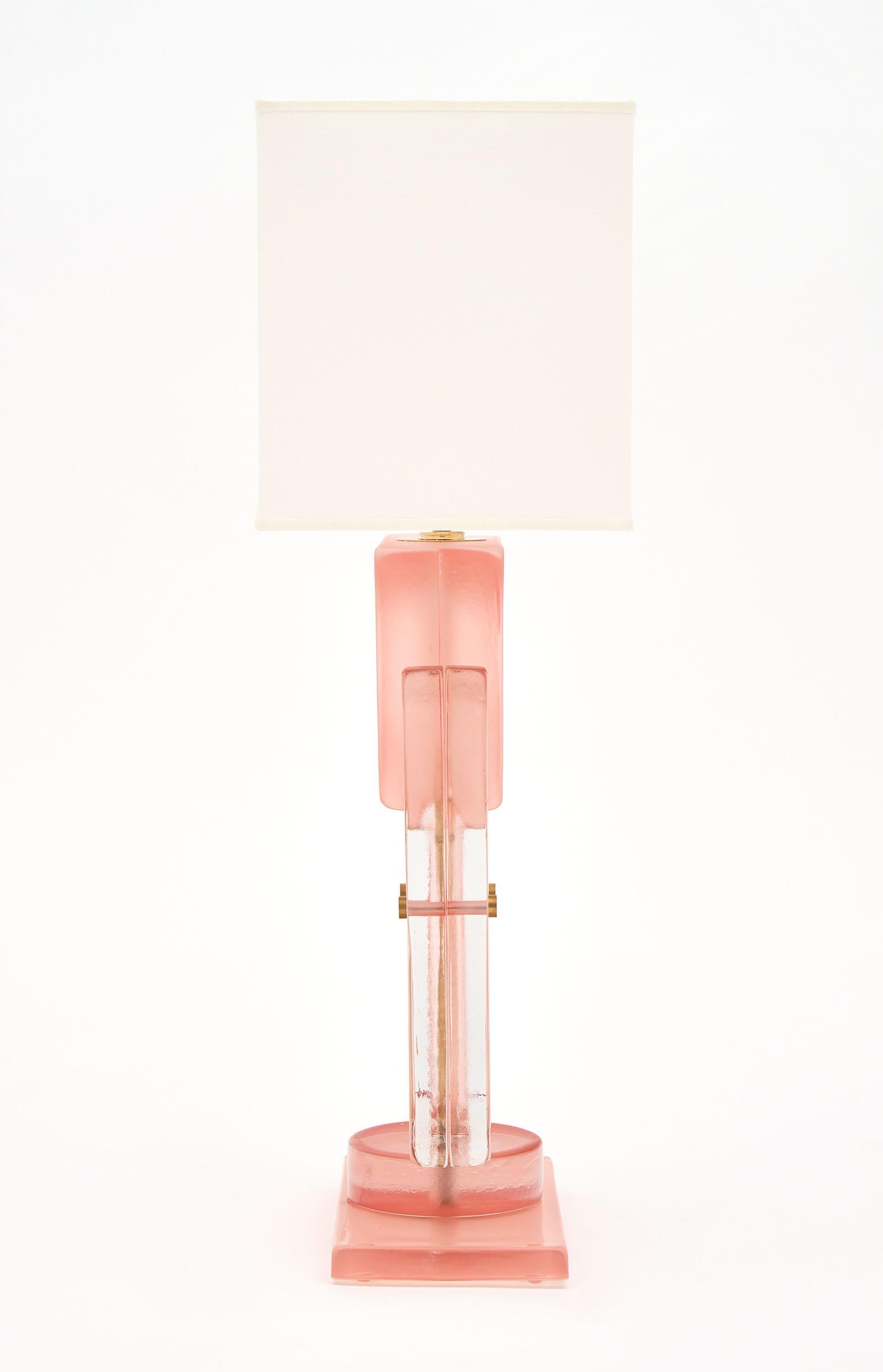 Lampes TOTEM géométriques roses en verre de Murano en vente 1