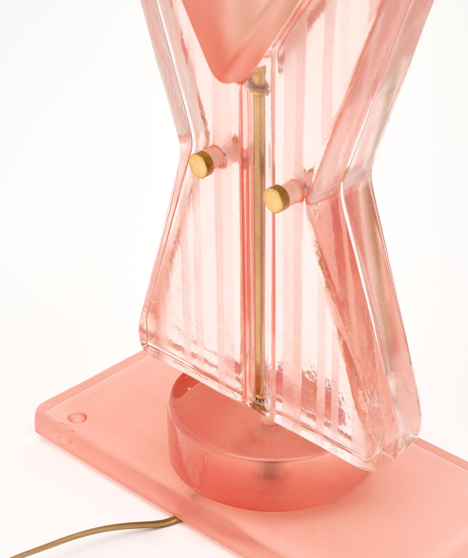 Lampes TOTEM géométriques roses en verre de Murano en vente 2