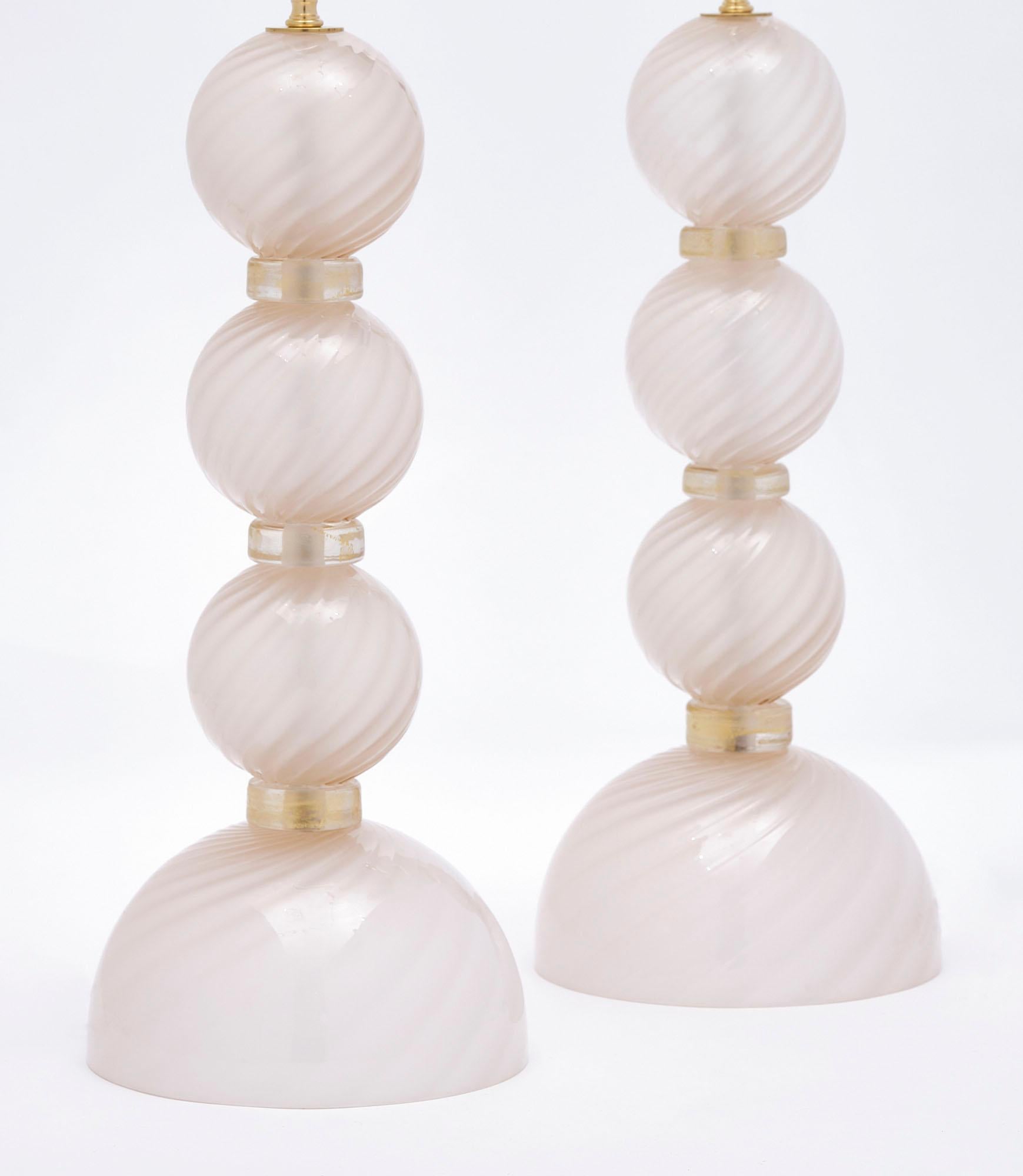 Lampes roses en verre de Murano en vente 1