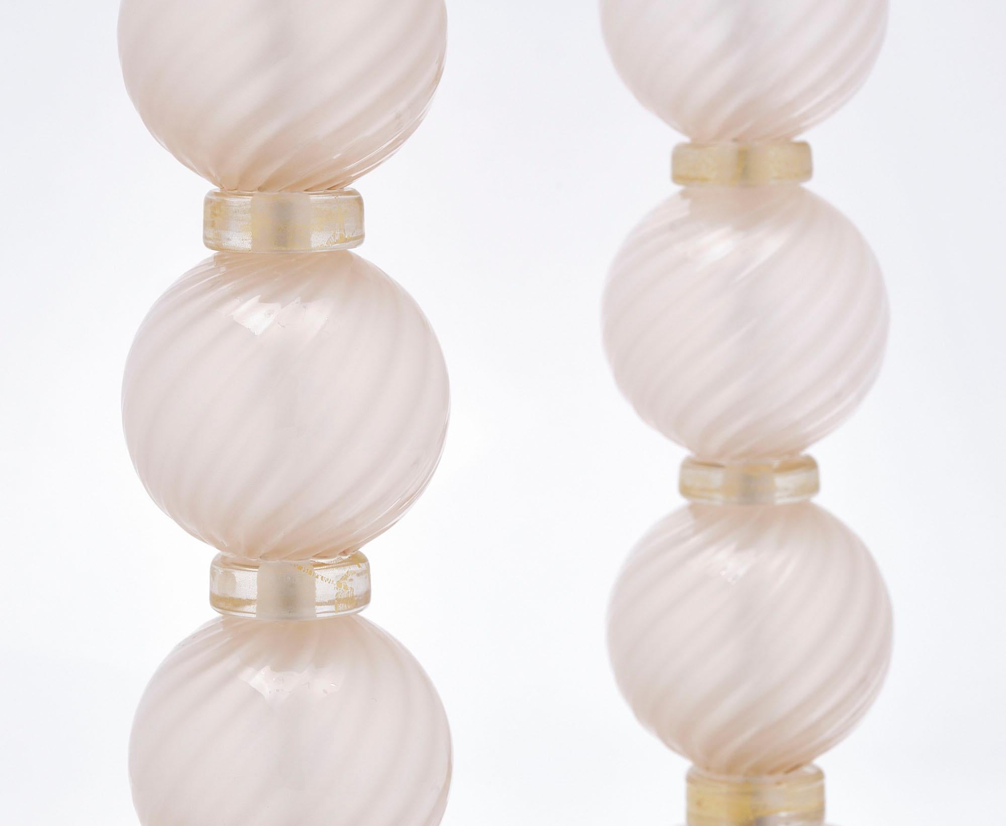 Lampes roses en verre de Murano en vente 2