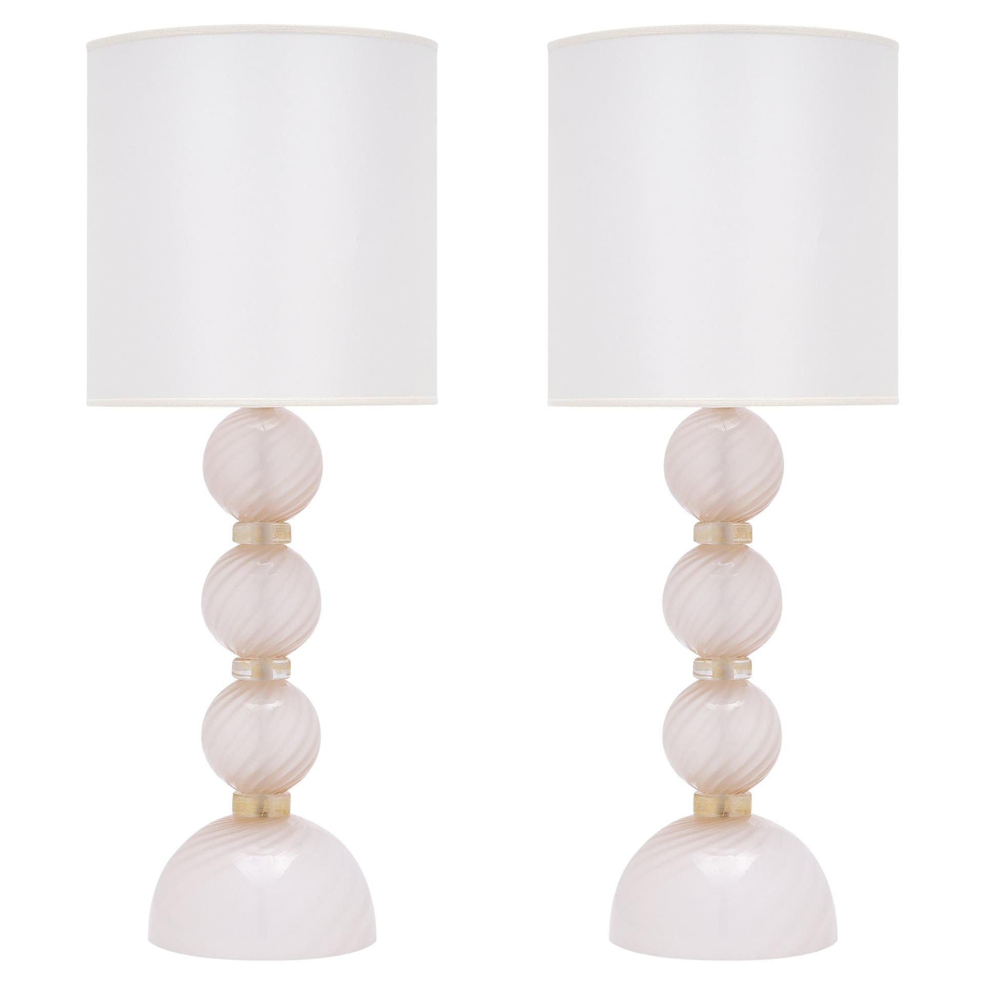 Murano Glass Pink Lamps
