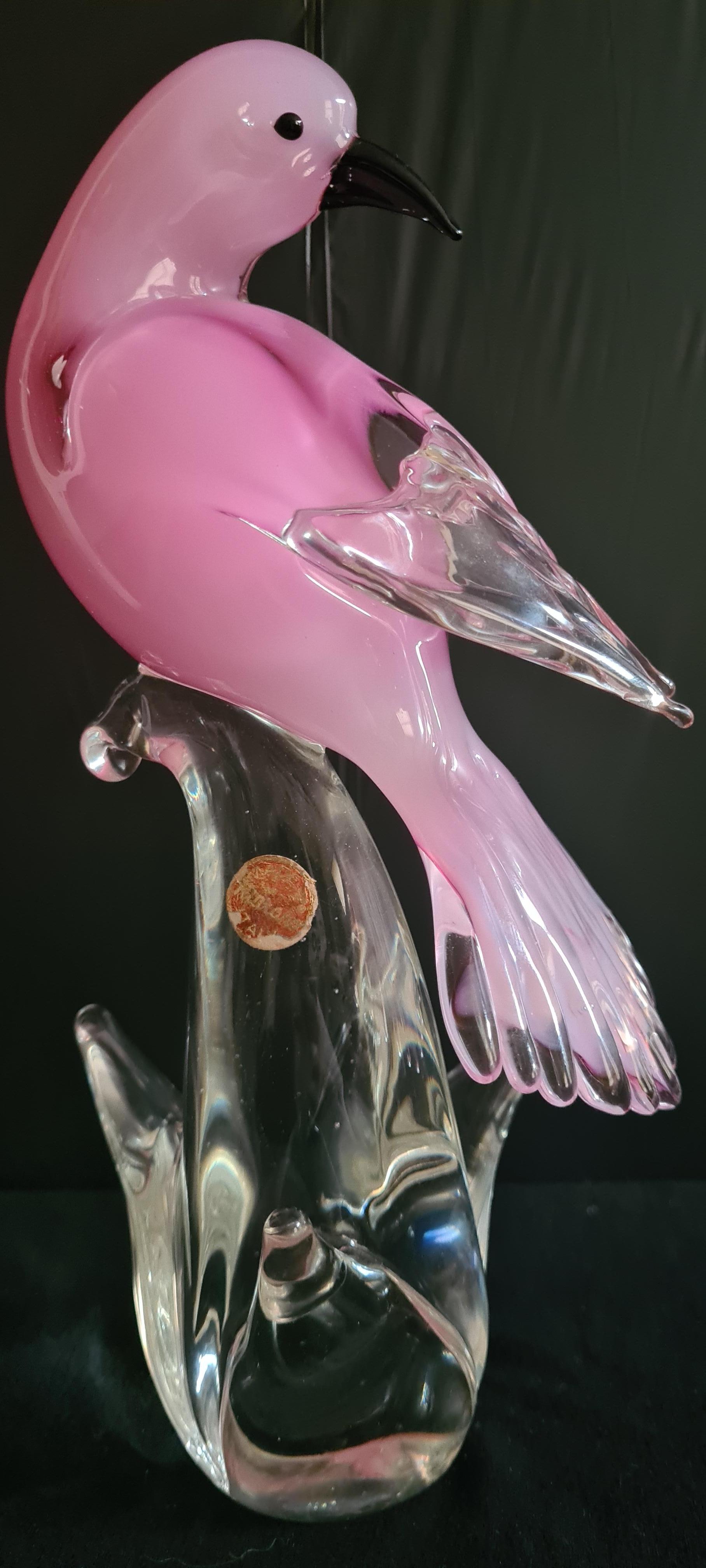 Vitange Murano Glass Pink Opaline Bird by Formia 1