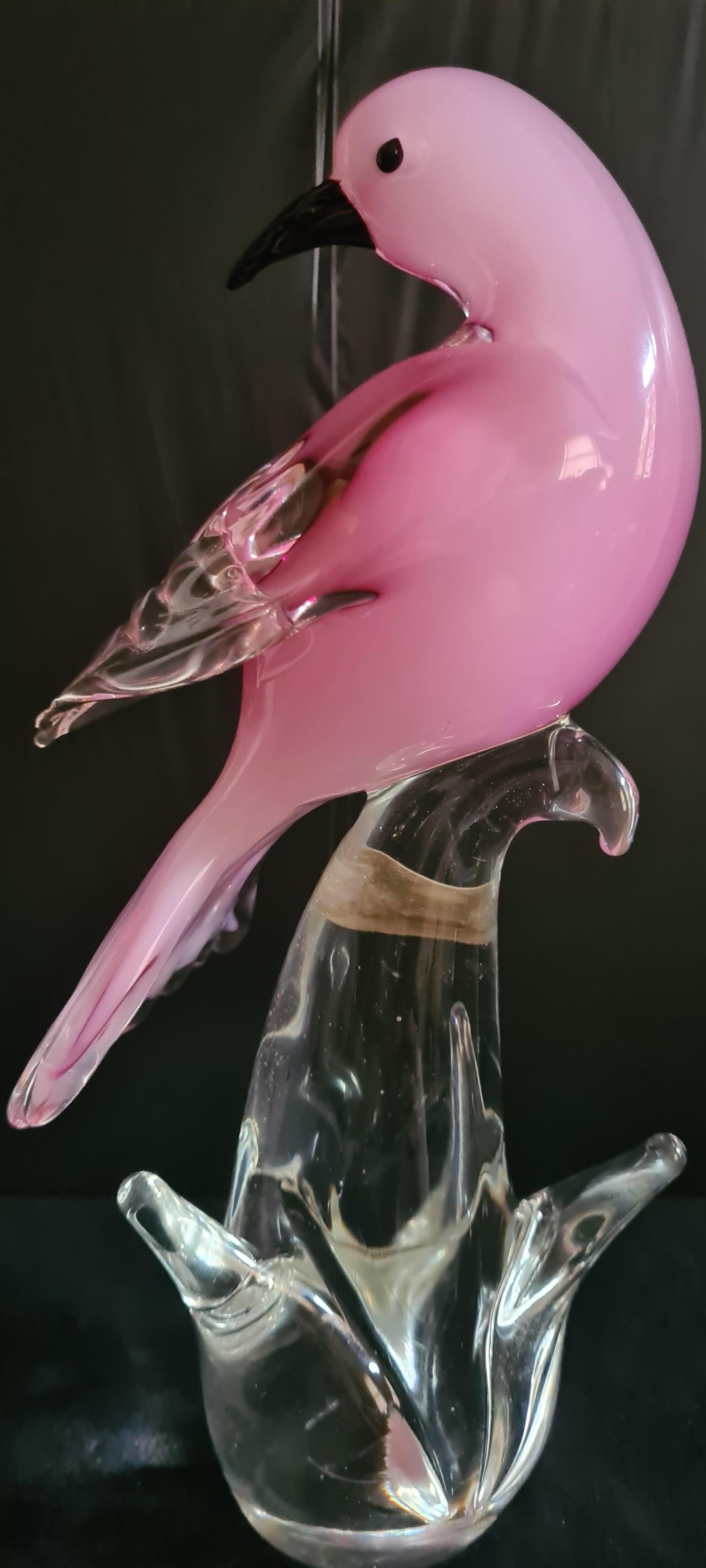 Vitange Murano Glass Pink Opaline Bird by Formia In Excellent Condition In Grantham, GB