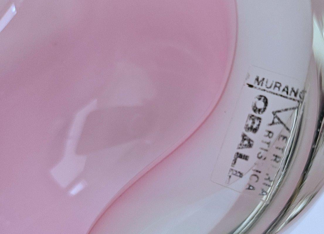Murano Glass Pink Opaline/Sommerso Geode Schale von Oball, mit Original Label im Angebot 3