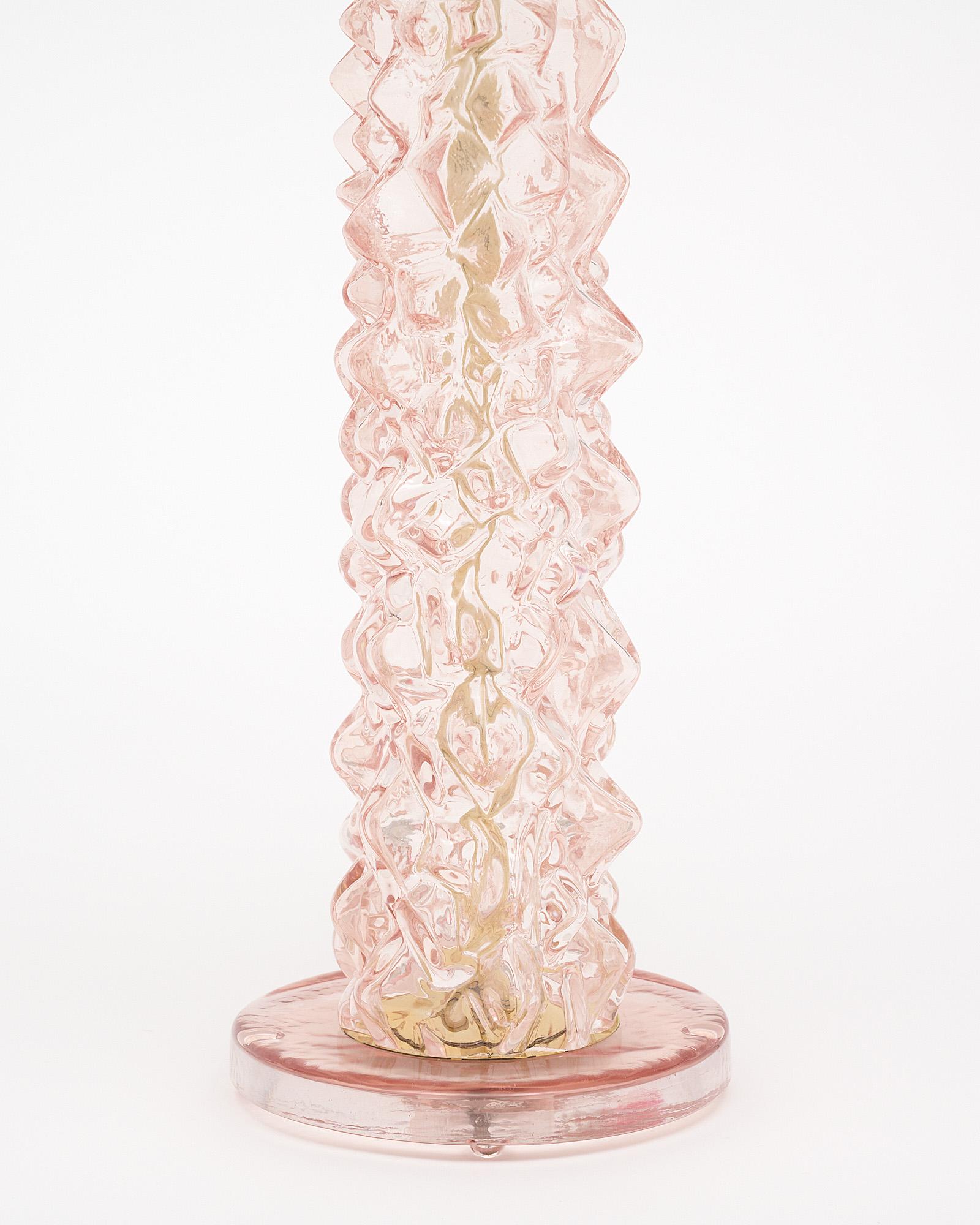 Italian Murano Glass Pink Rostrate Lamps For Sale