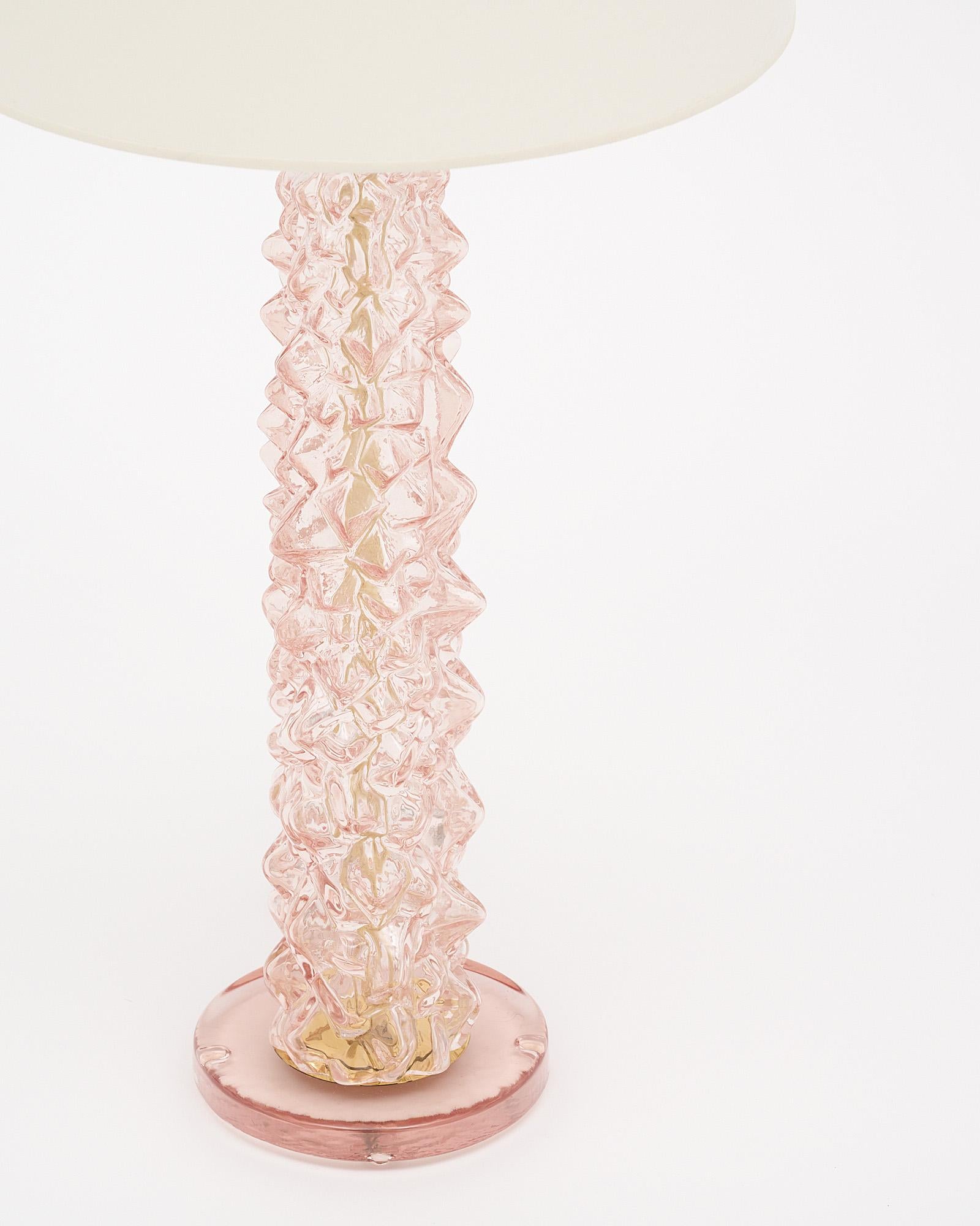 Murano Glass Pink Rostrate Lamps In New Condition For Sale In Austin, TX