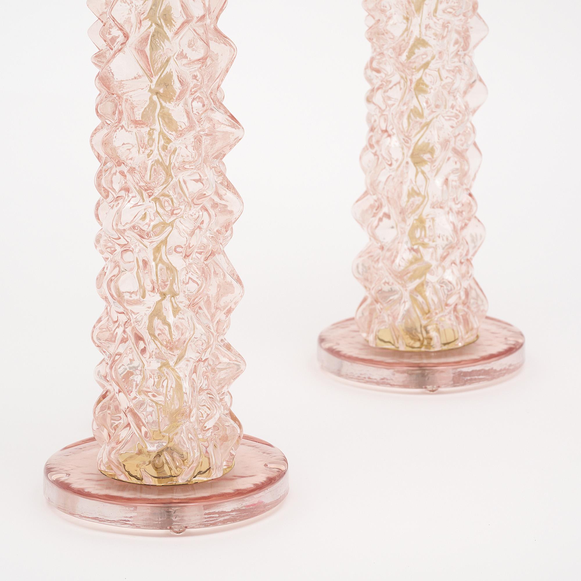 Murano Glass Pink Rostrate Lamps For Sale 2
