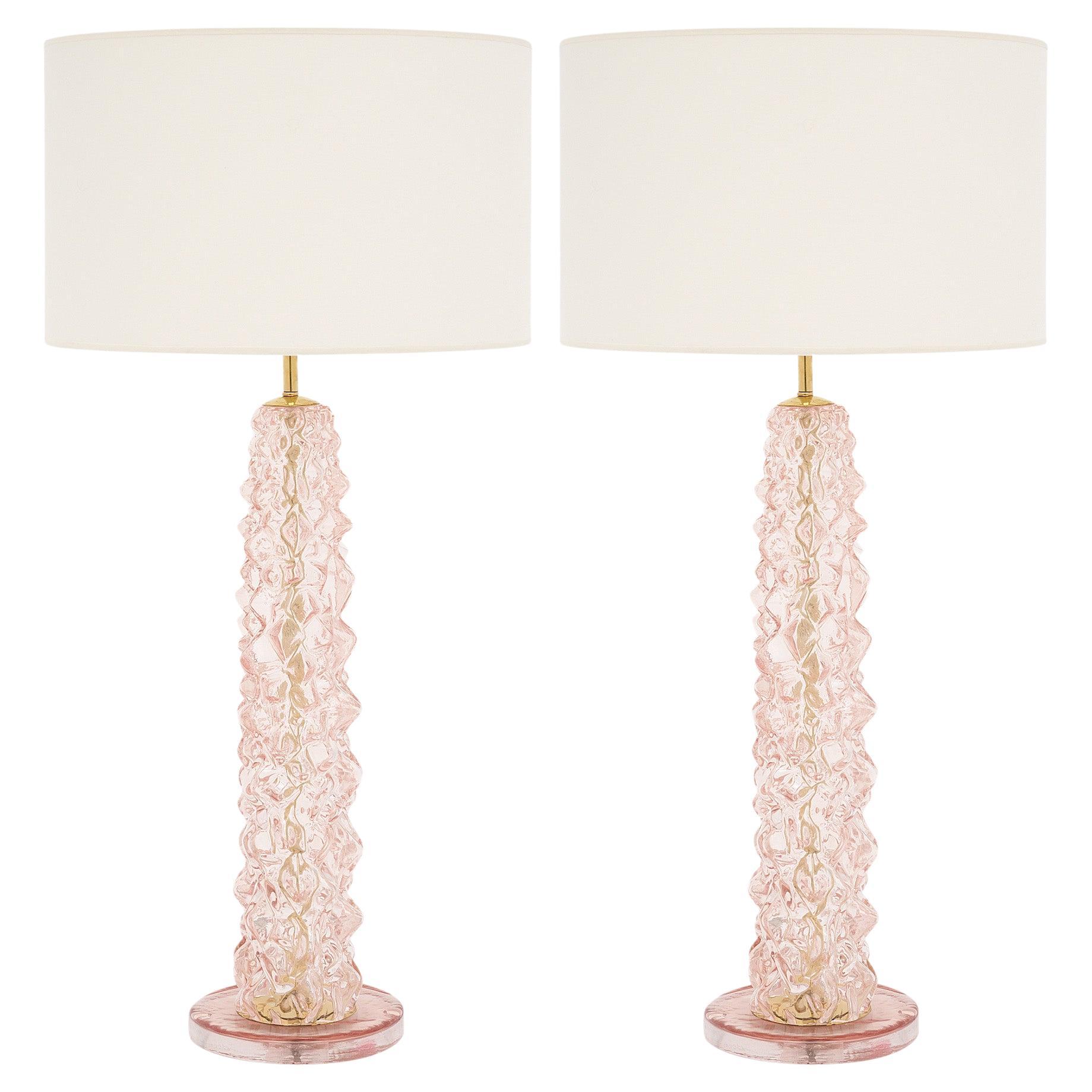Murano Glass Pink Rostrate Lamps For Sale