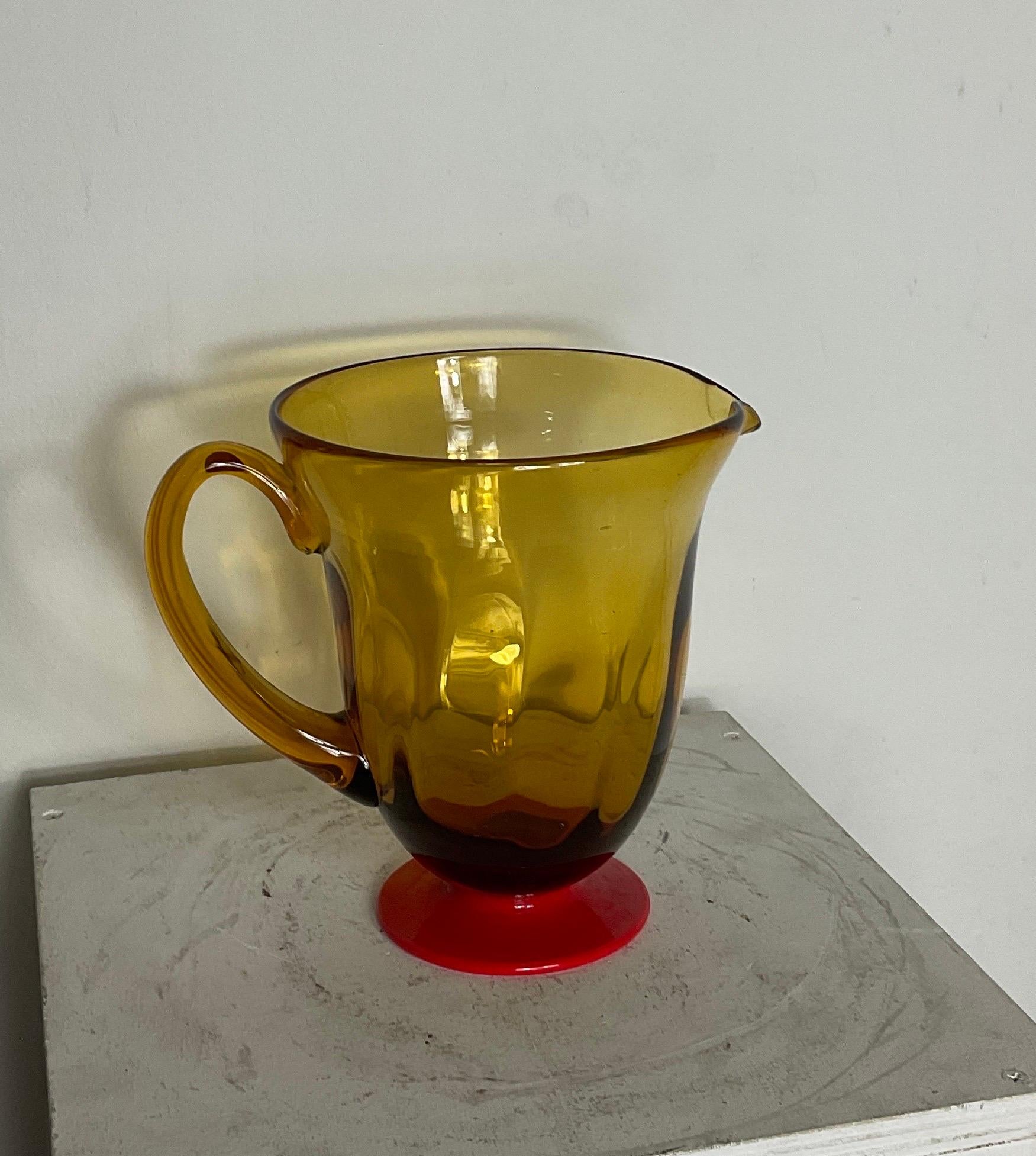 Mid-20th Century Murano glass pitcher attributable to Vittorio Zecchin, 1930 For Sale