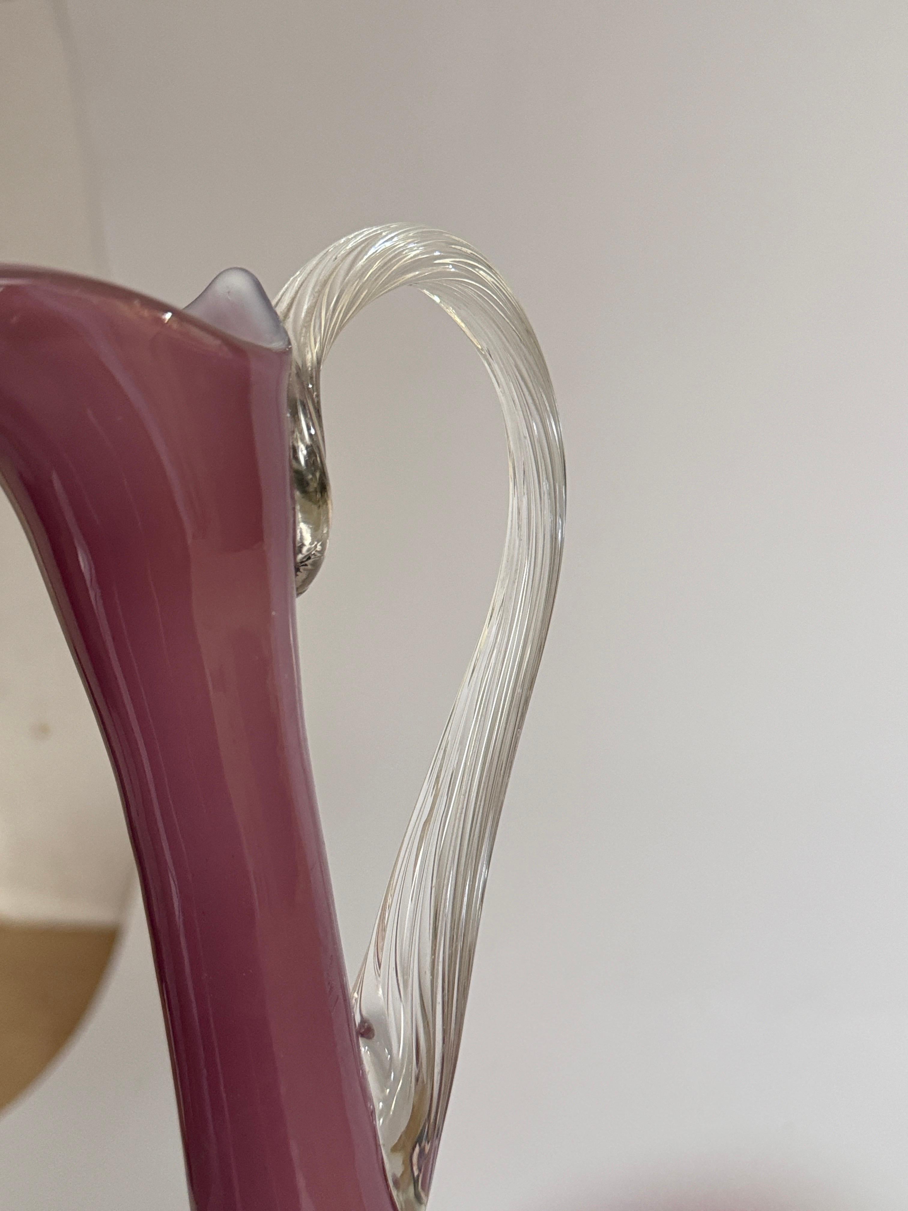 Muranoglas  Krug mit Griff Twisted Glass Handle Lila  Farbe Italien 20. im Angebot 5