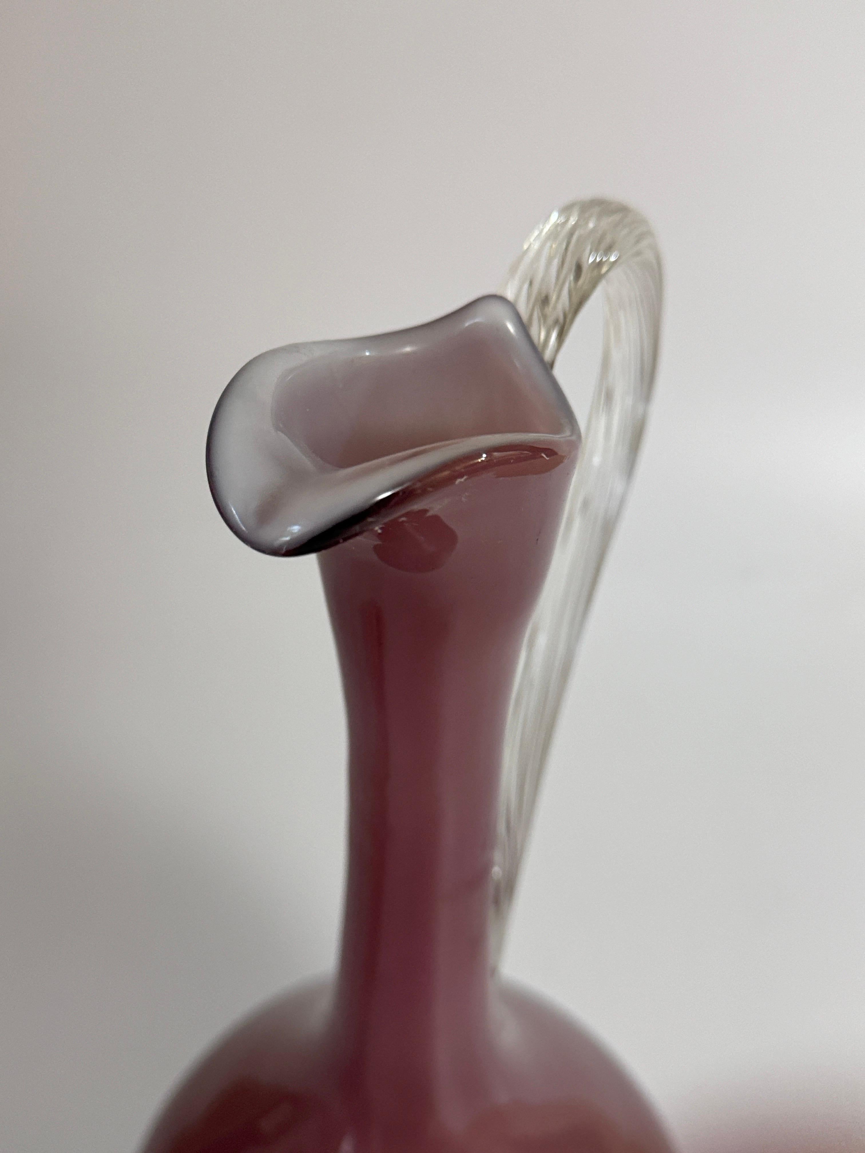 Muranoglas  Krug mit Griff Twisted Glass Handle Lila  Farbe Italien 20. im Angebot 3