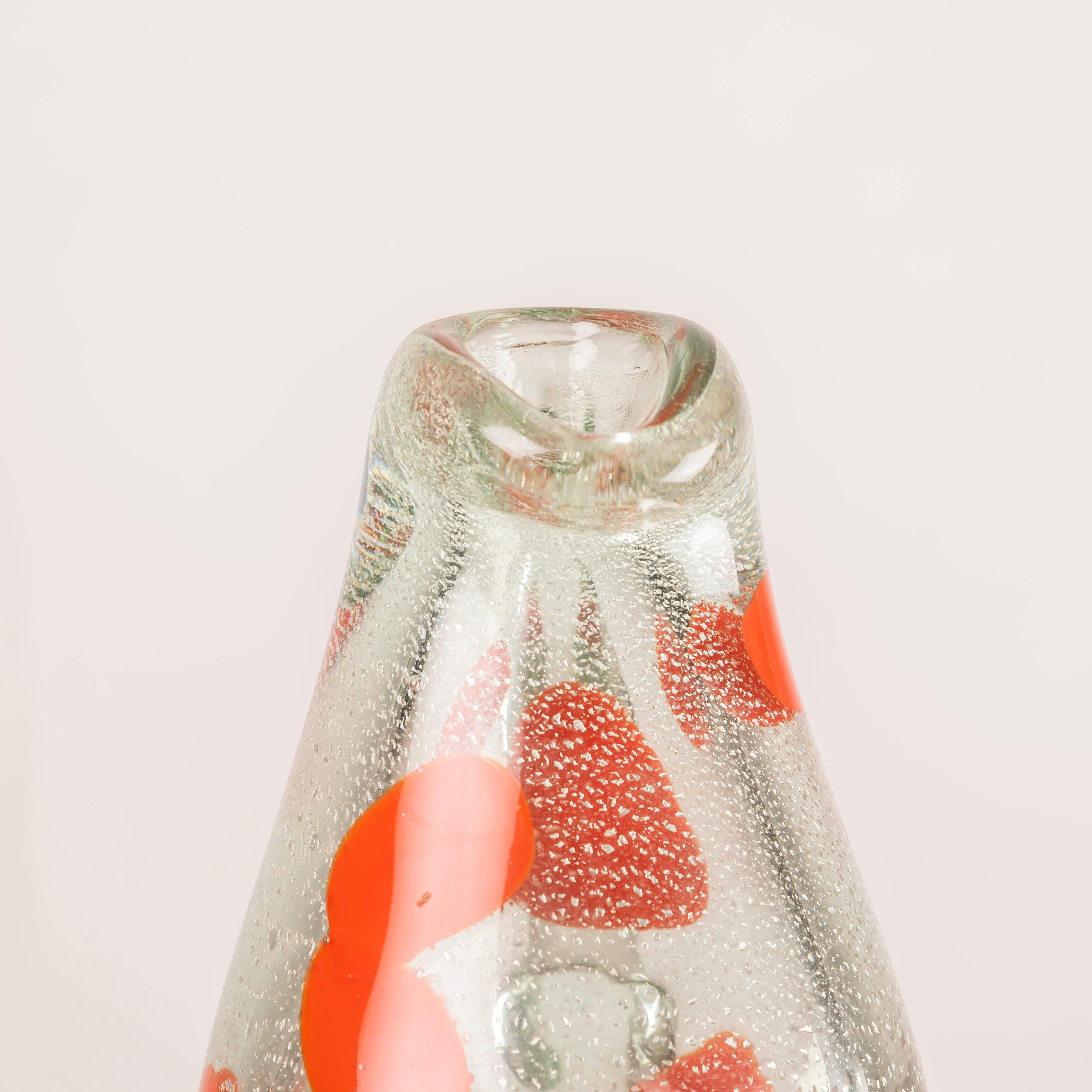 Jarra de cristal de Murano con escamas de plata y puntos rojos en Bueno estado para la venta en BARCELONA, ES