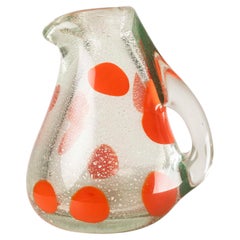 Jarra de cristal de Murano con escamas de plata y puntos rojos