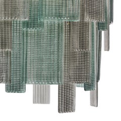 Murano Glass Chandelier, Brass Structure, Aqua and Gray Tones, Italy