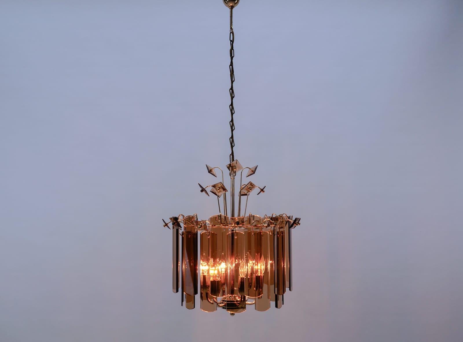 Mid-Century Modern Murano Glass Plates Chandelier, 1960s Italy For Sale
