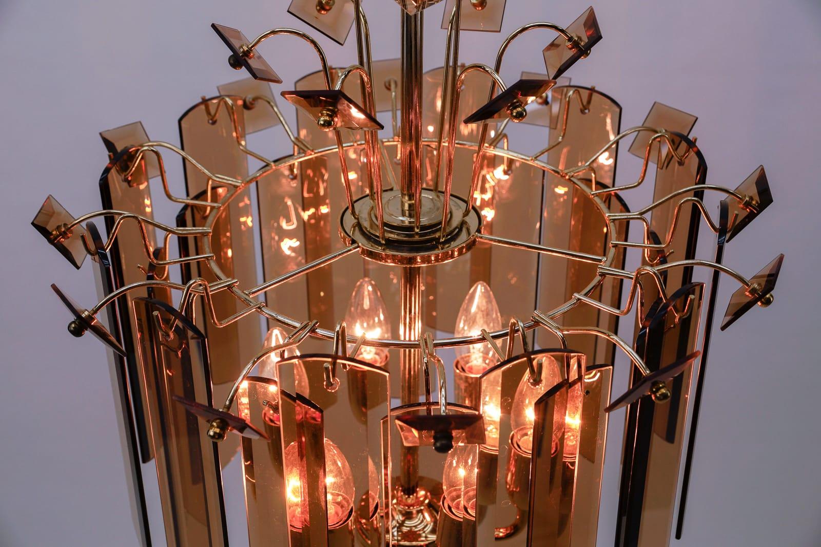 Mid-20th Century Murano Glass Plates Chandelier, 1960s Italy For Sale