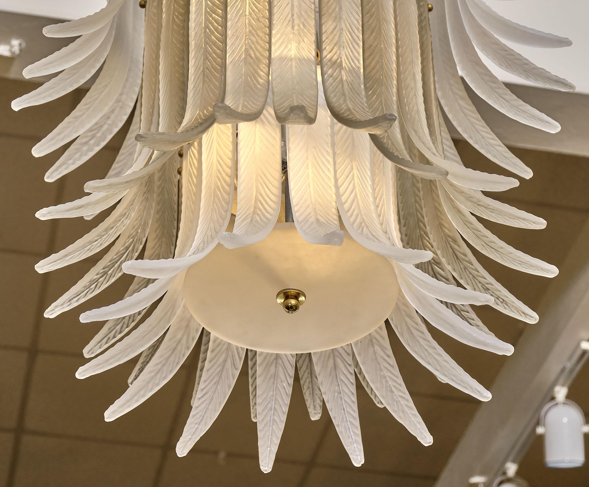 Murano Glass “Plume” Chandelier In Good Condition For Sale In Austin, TX