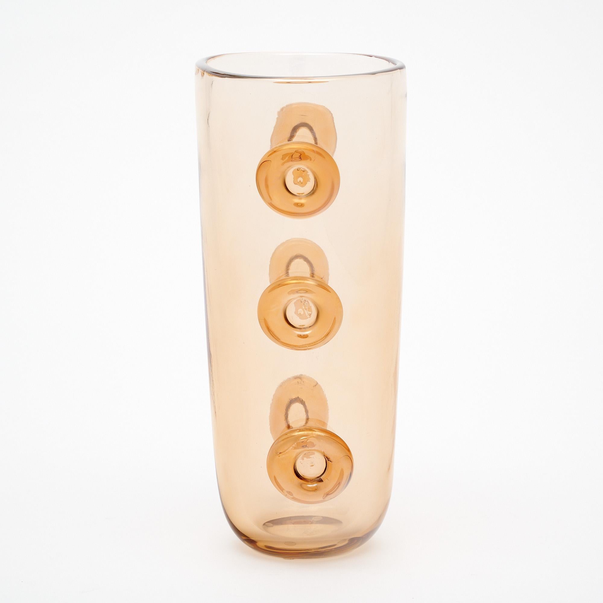 Mid-Century Modern Vase en verre de Murano Pois Topaz en vente