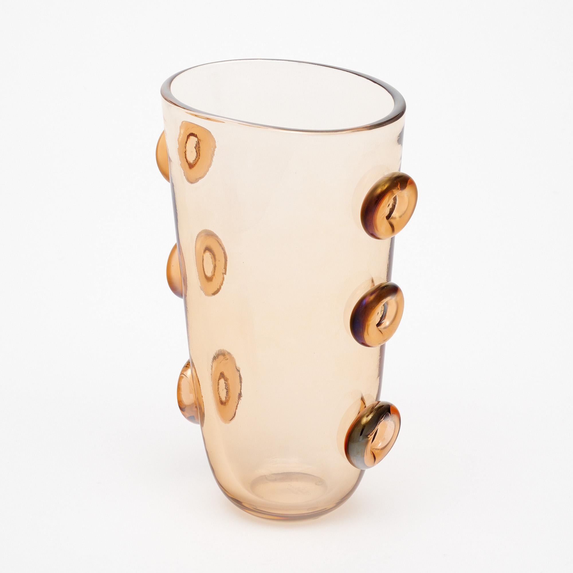italien Vase en verre de Murano Pois Topaz en vente