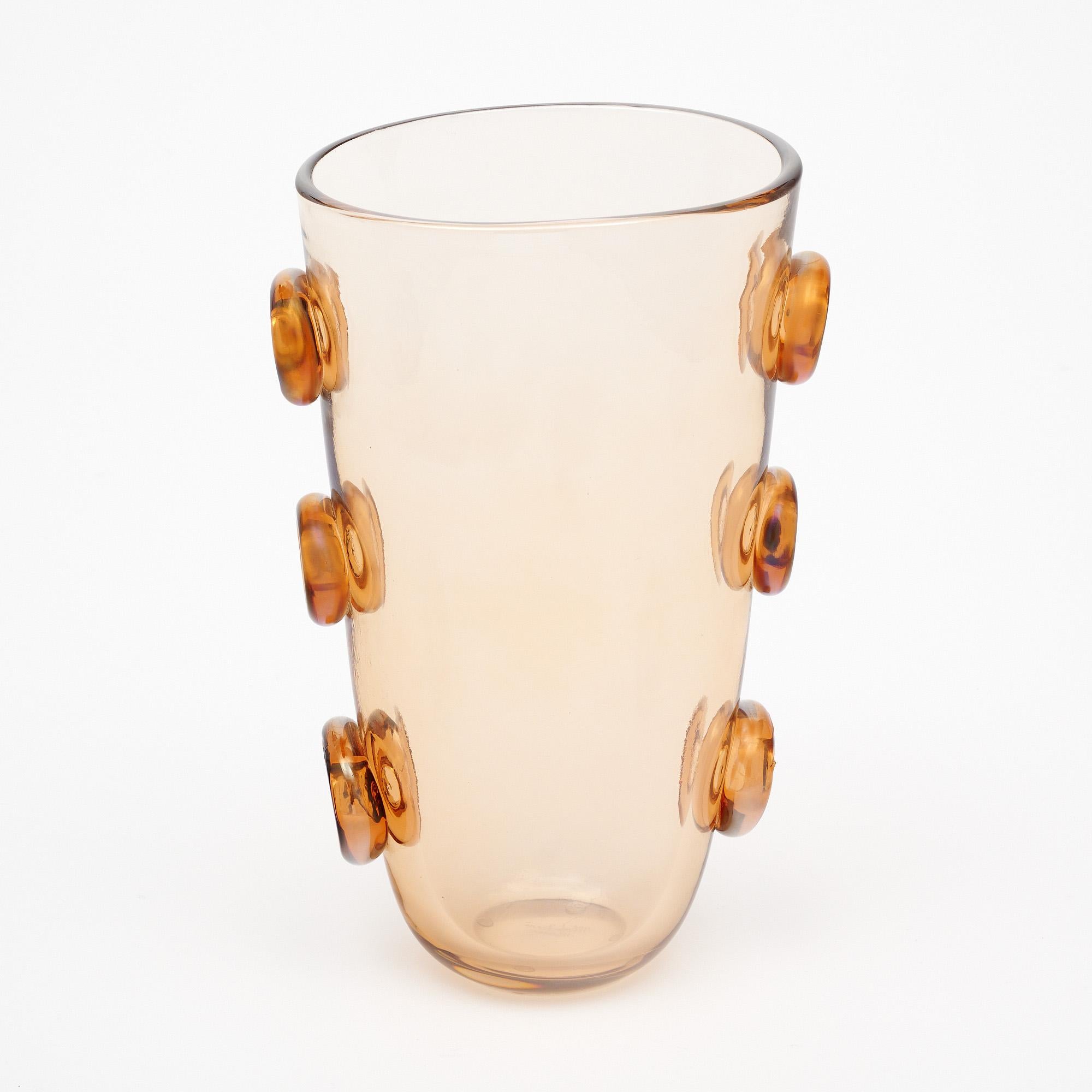 Vase en verre de Murano Pois Topaz en vente 1