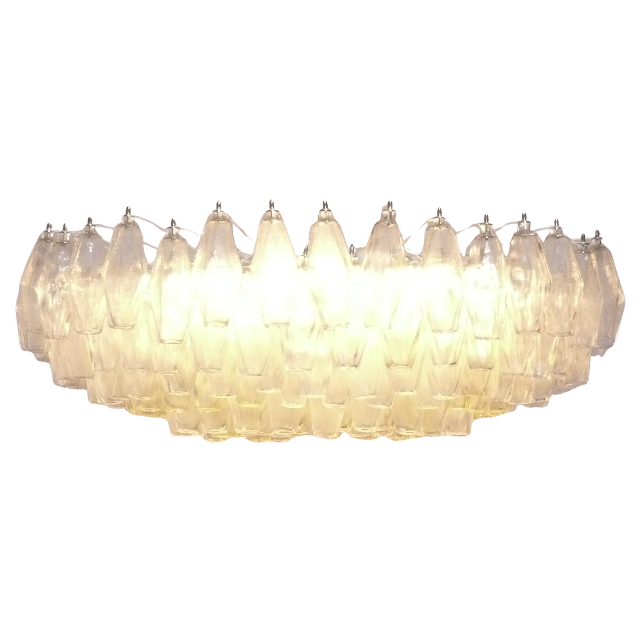 Murano Glass Poliedri Chandelier Attributed to Venini For Sale