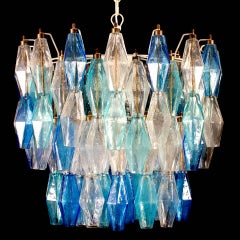 Murano Glass Poliedri Sapphire Colored Chandelier 1980'