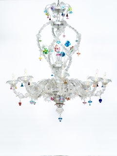 Murano Glass Postmodern Chandelier by Giovanni Dalla Fina, 1980s