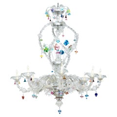 Murano Glass Postmodern Chandelier by Giovanni Dalla Fina, 1980s