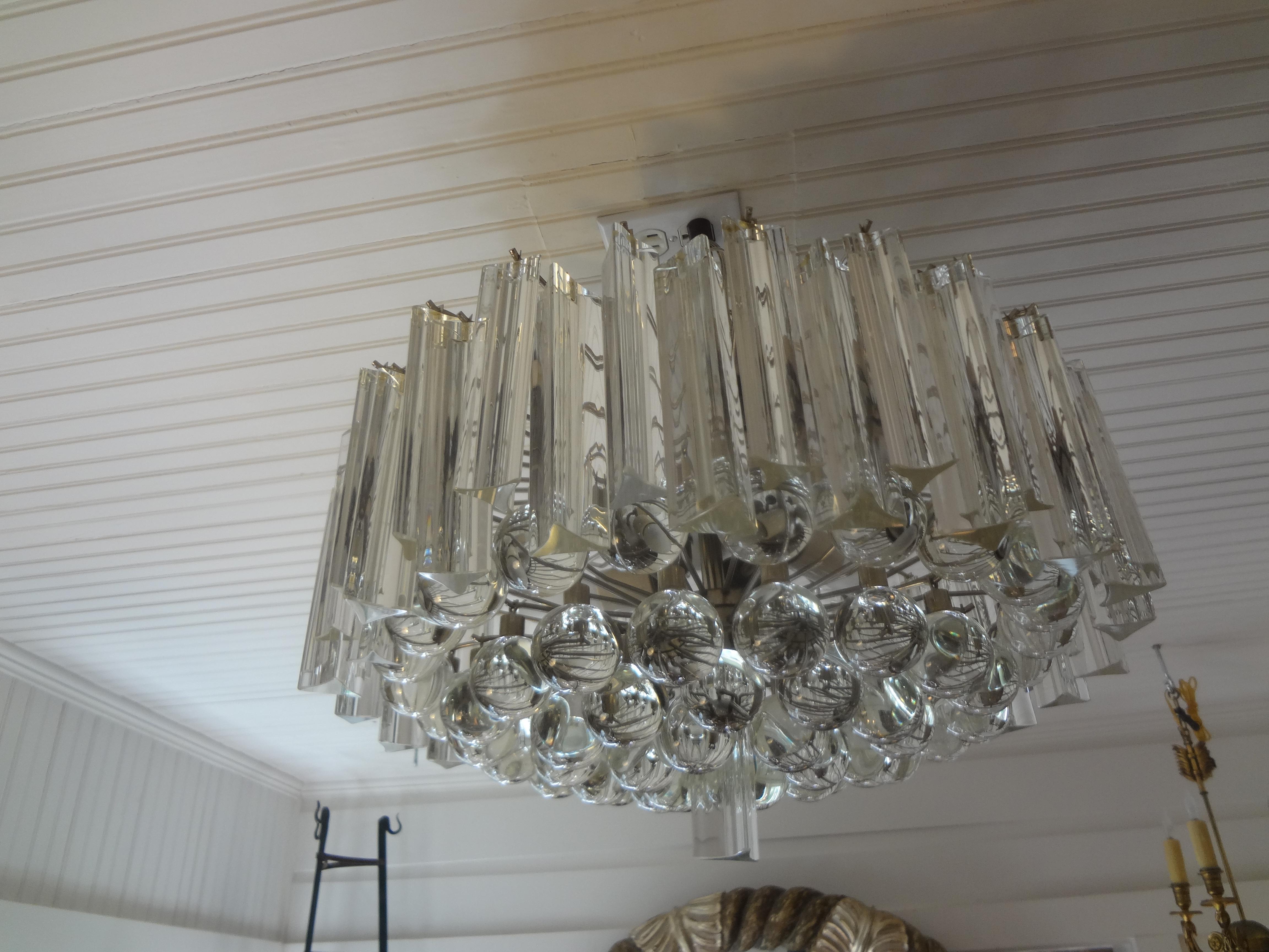 Murano Glass Prism and Sphere Chandelier Attributed to Venini 1