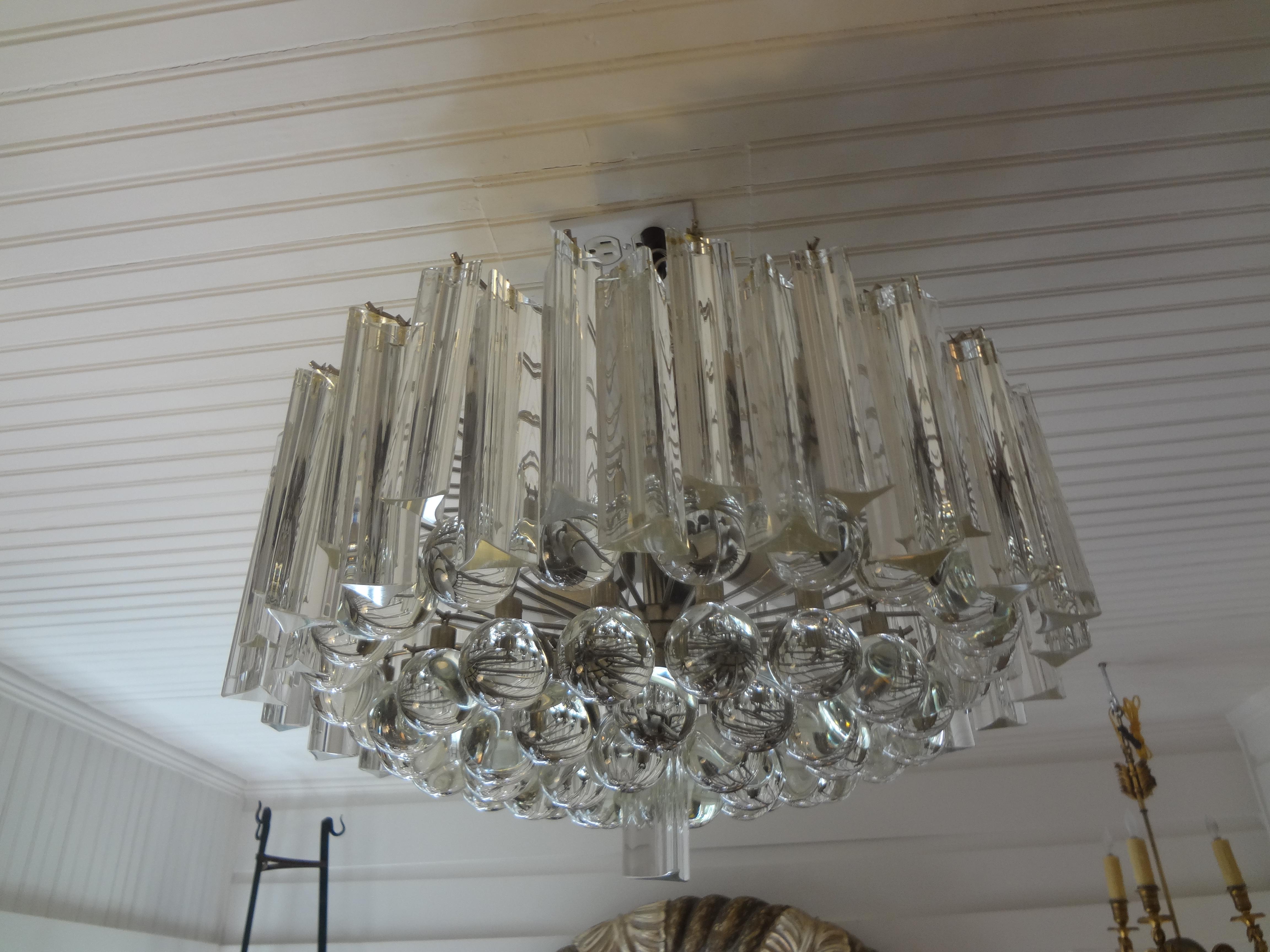 Murano Glass Prism and Sphere Chandelier Attributed to Venini 2
