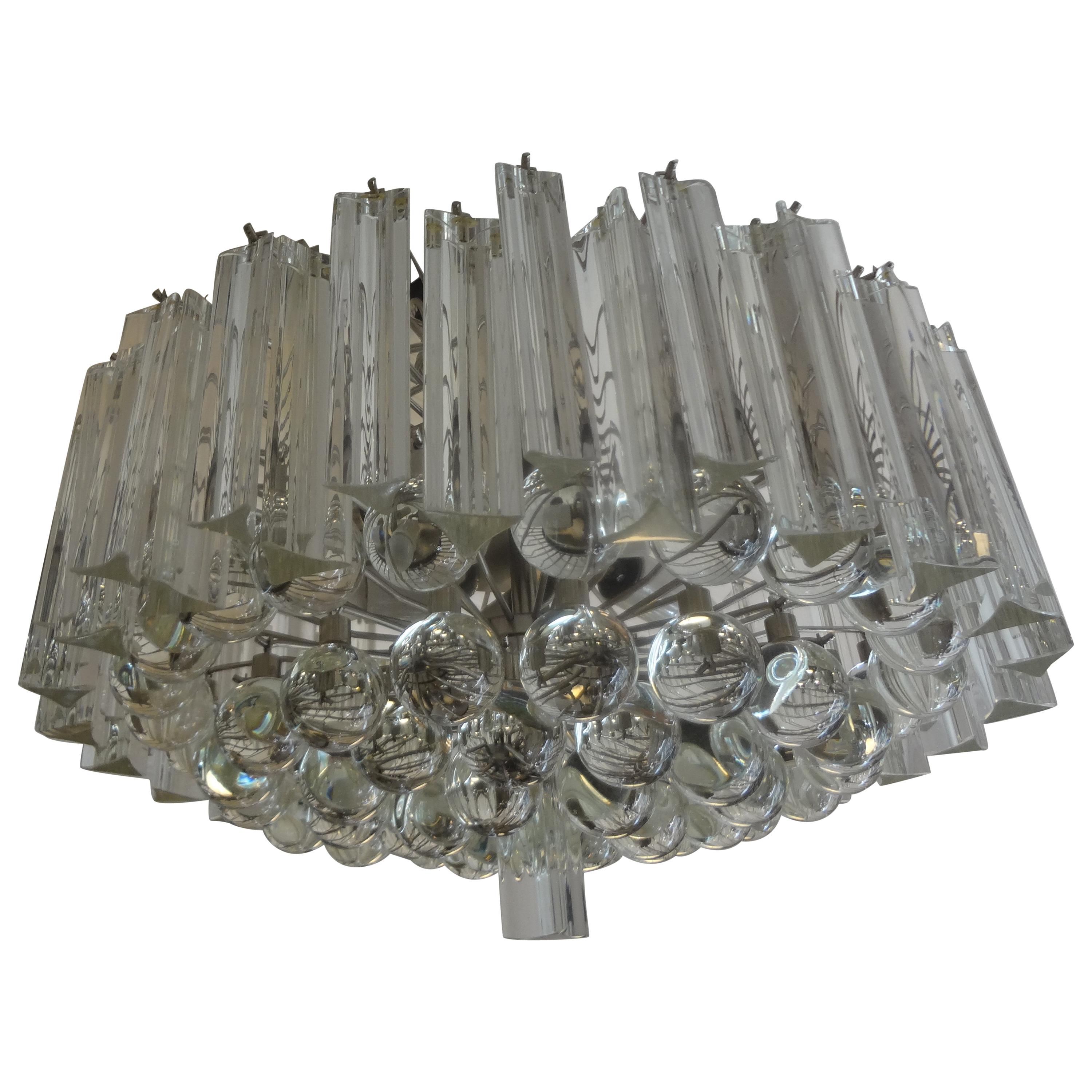 Murano Glass Prism and Sphere Chandelier Attributed to Venini