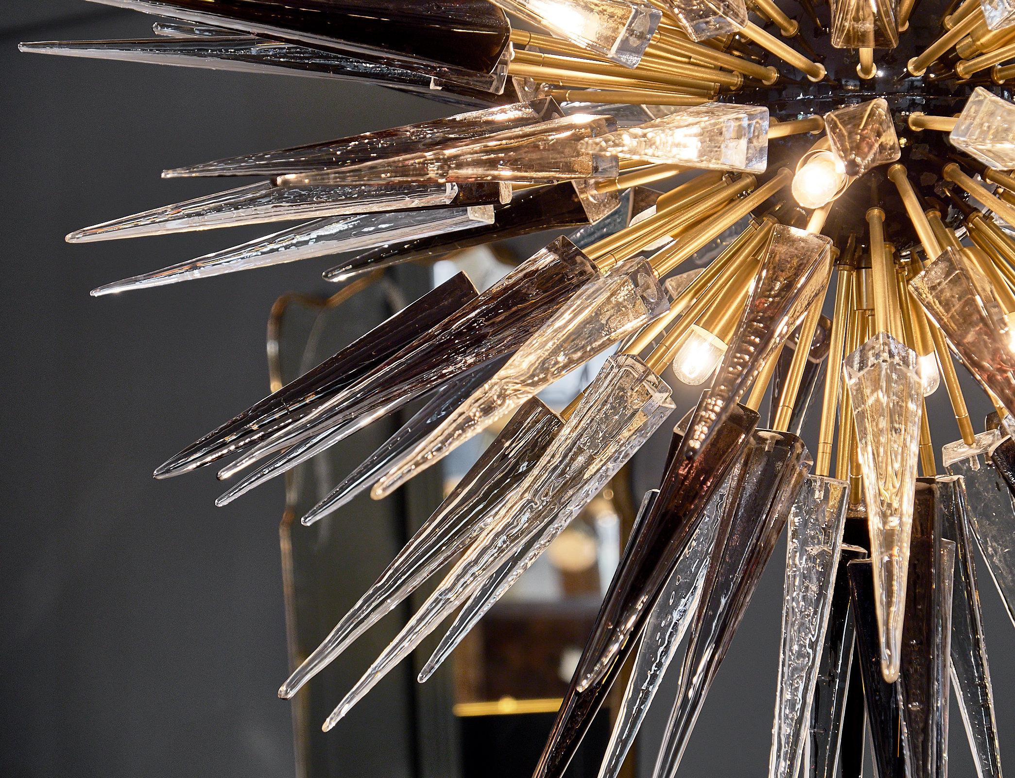 Murano Glass Prism Sputnik Chandelier In Excellent Condition For Sale In Austin, TX