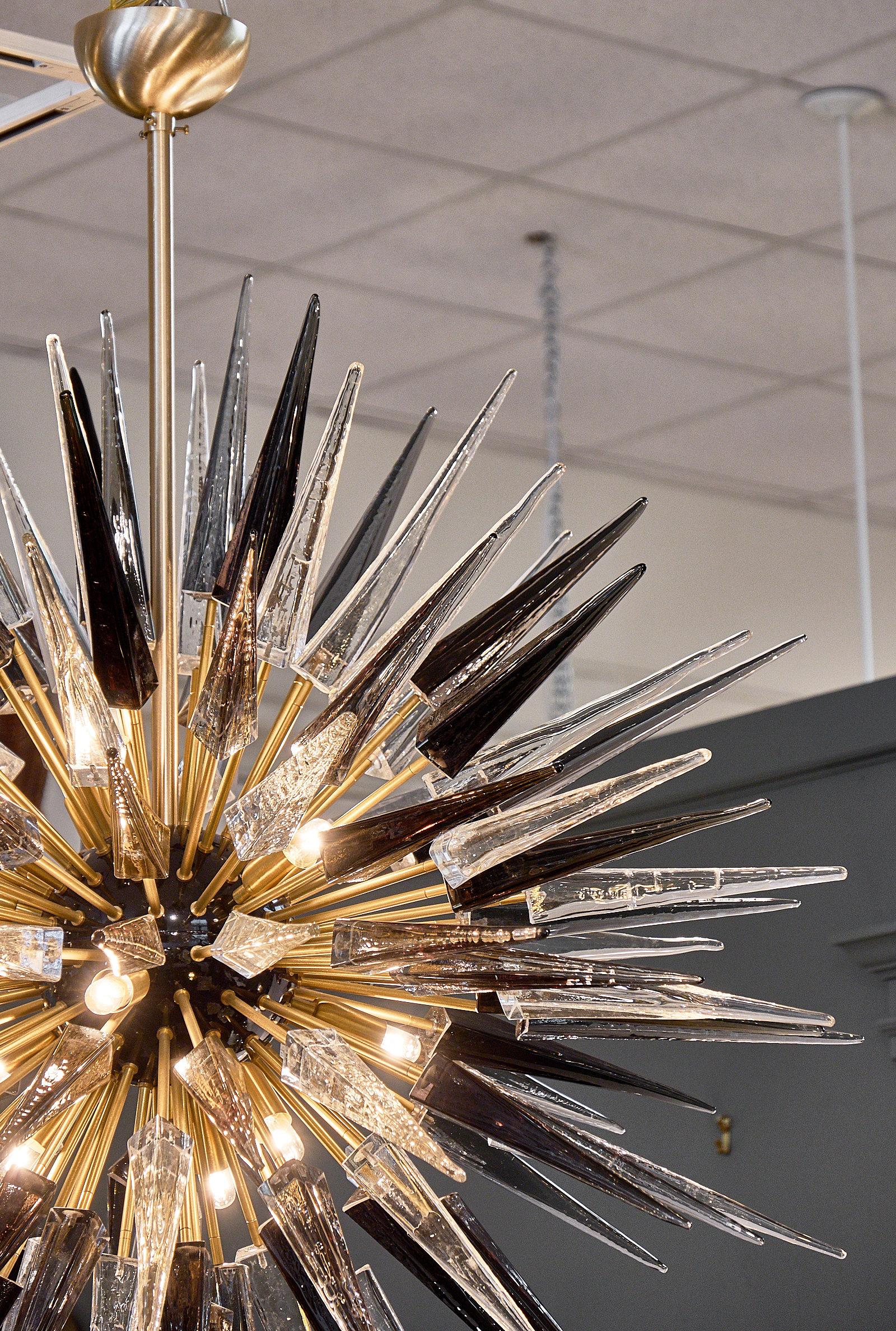 Contemporary Murano Glass Prism Sputnik Chandelier For Sale