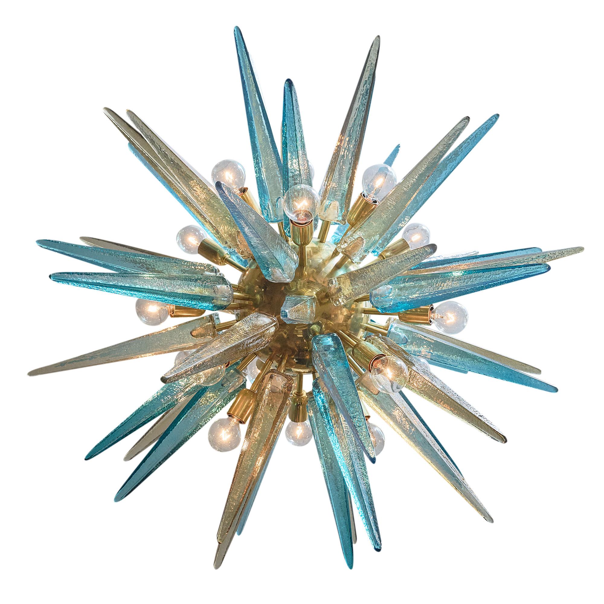 Brass Murano Glass Prism Sputnik For Sale