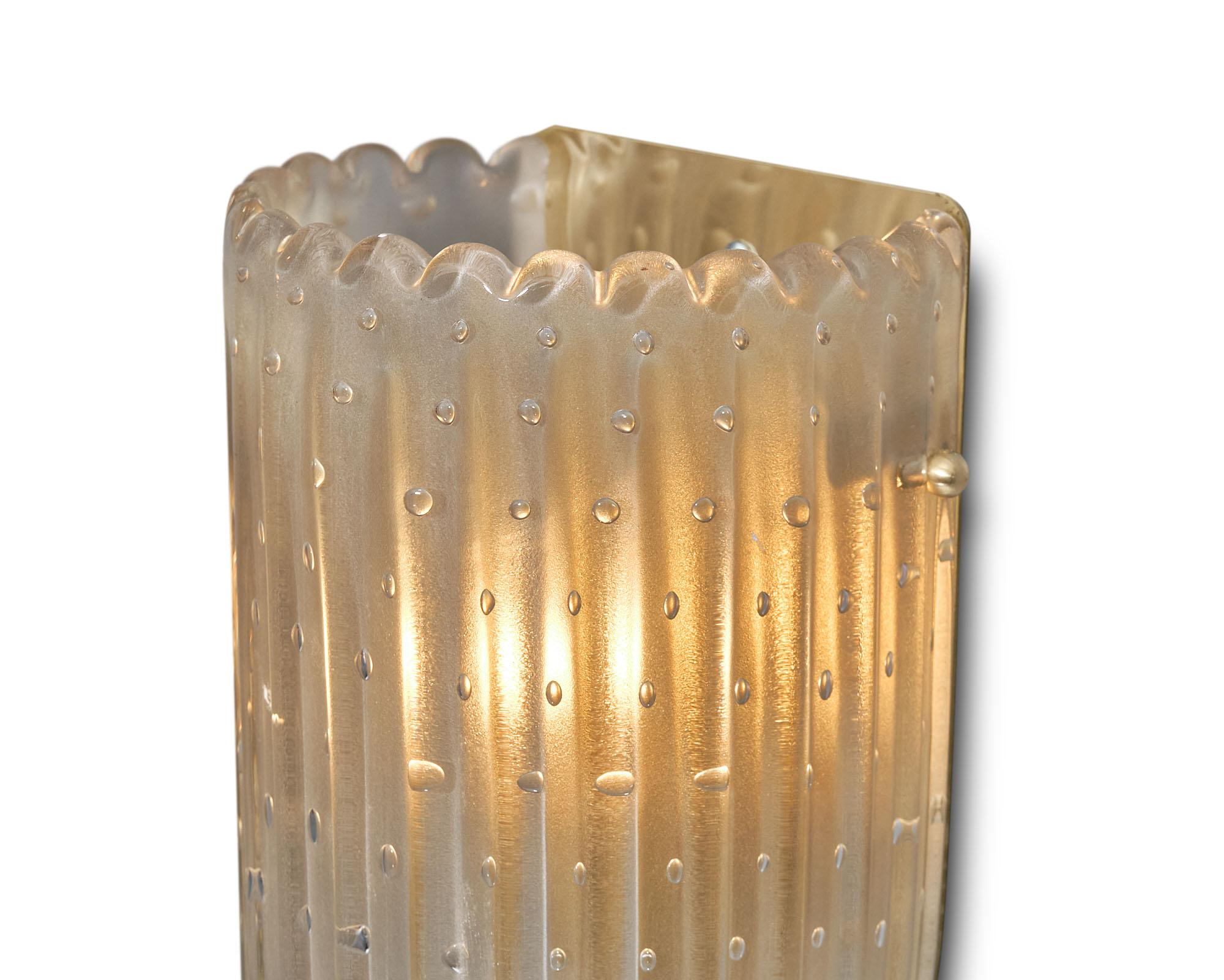 Mid-Century Modern Murano Glass Pulegoso Spike Sconces For Sale