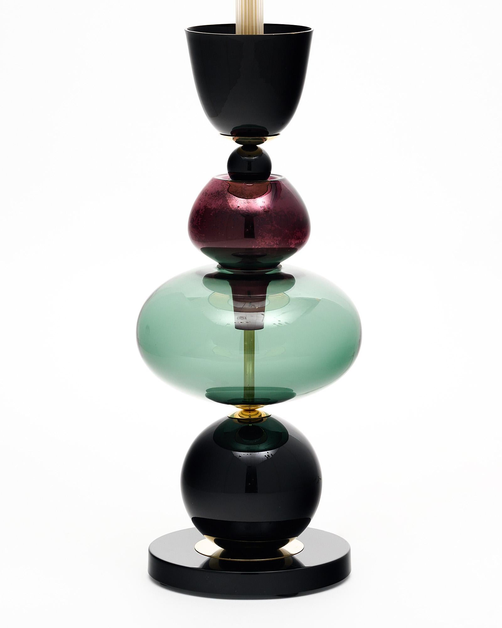 Moderne Lampes de style Ettore Sotsass en verre de Murano violet et noir en vente