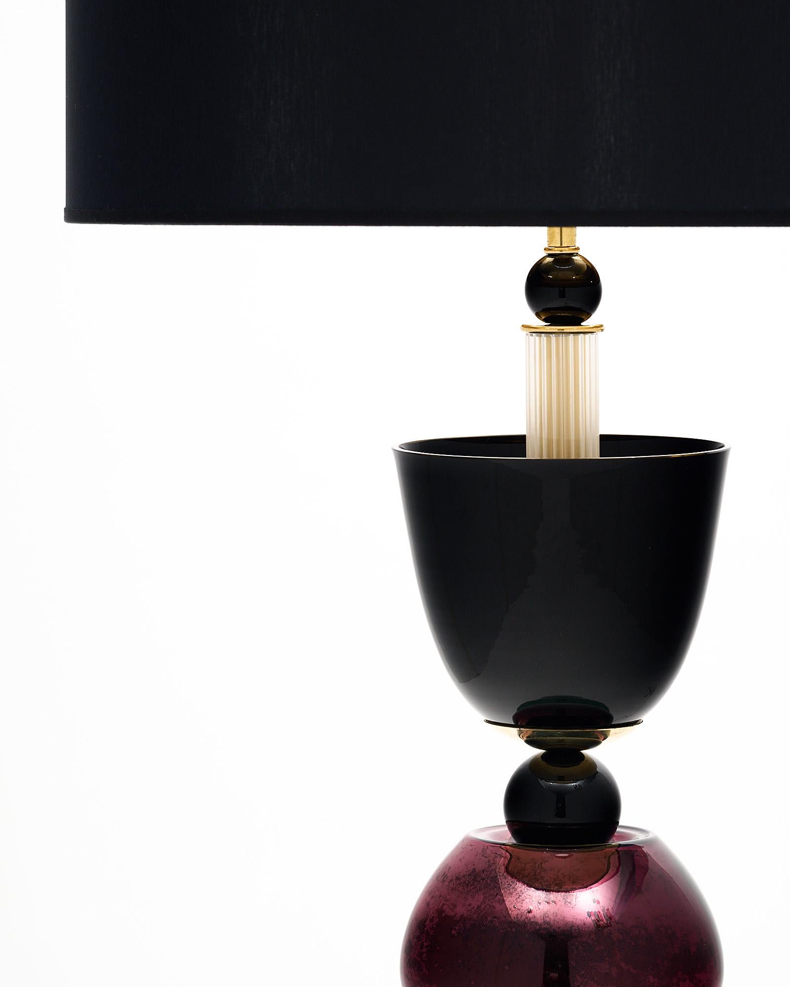 Lampes de style Ettore Sotsass en verre de Murano violet et noir Neuf - En vente à Austin, TX