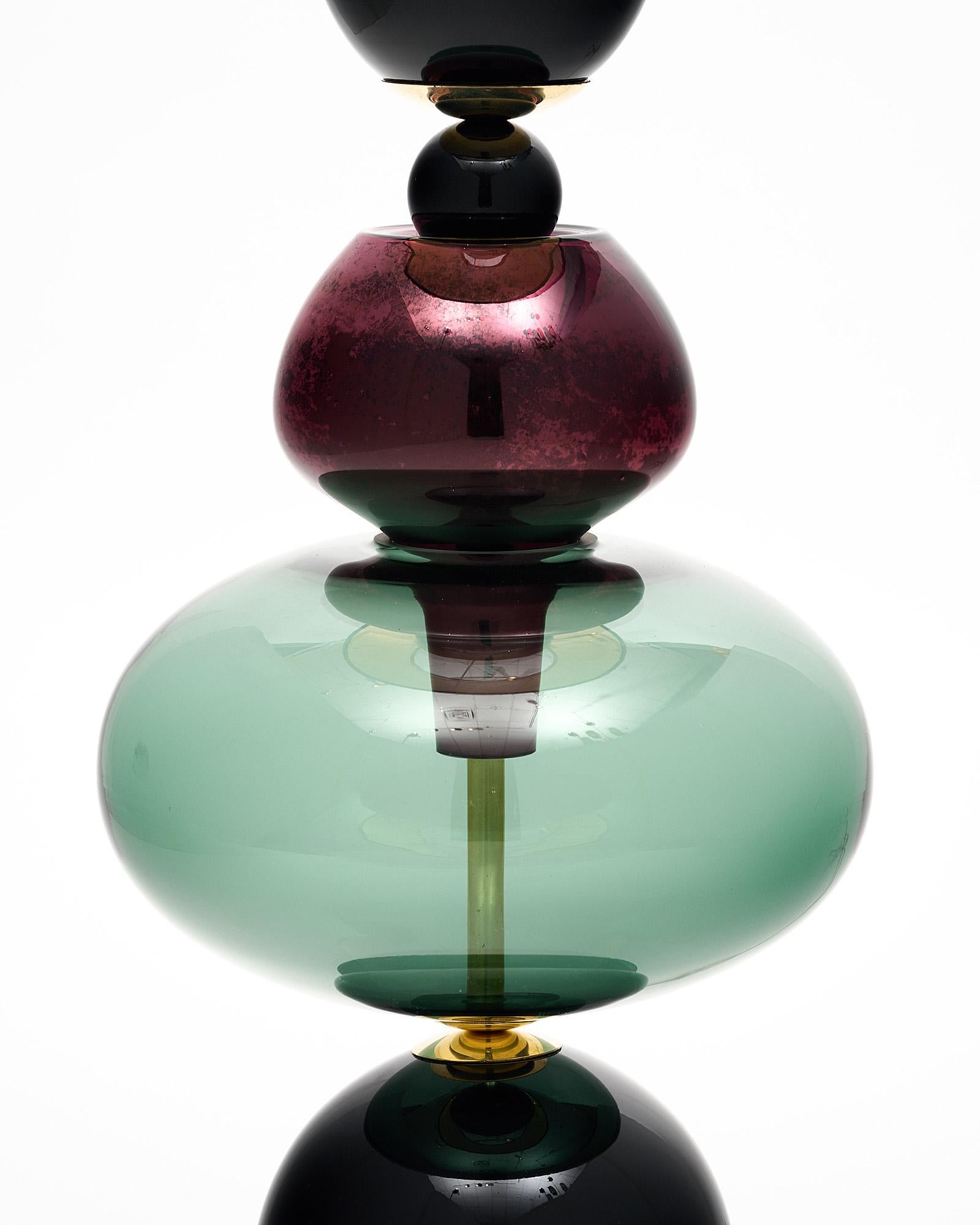 XXIe siècle et contemporain Lampes de style Ettore Sotsass en verre de Murano violet et noir en vente