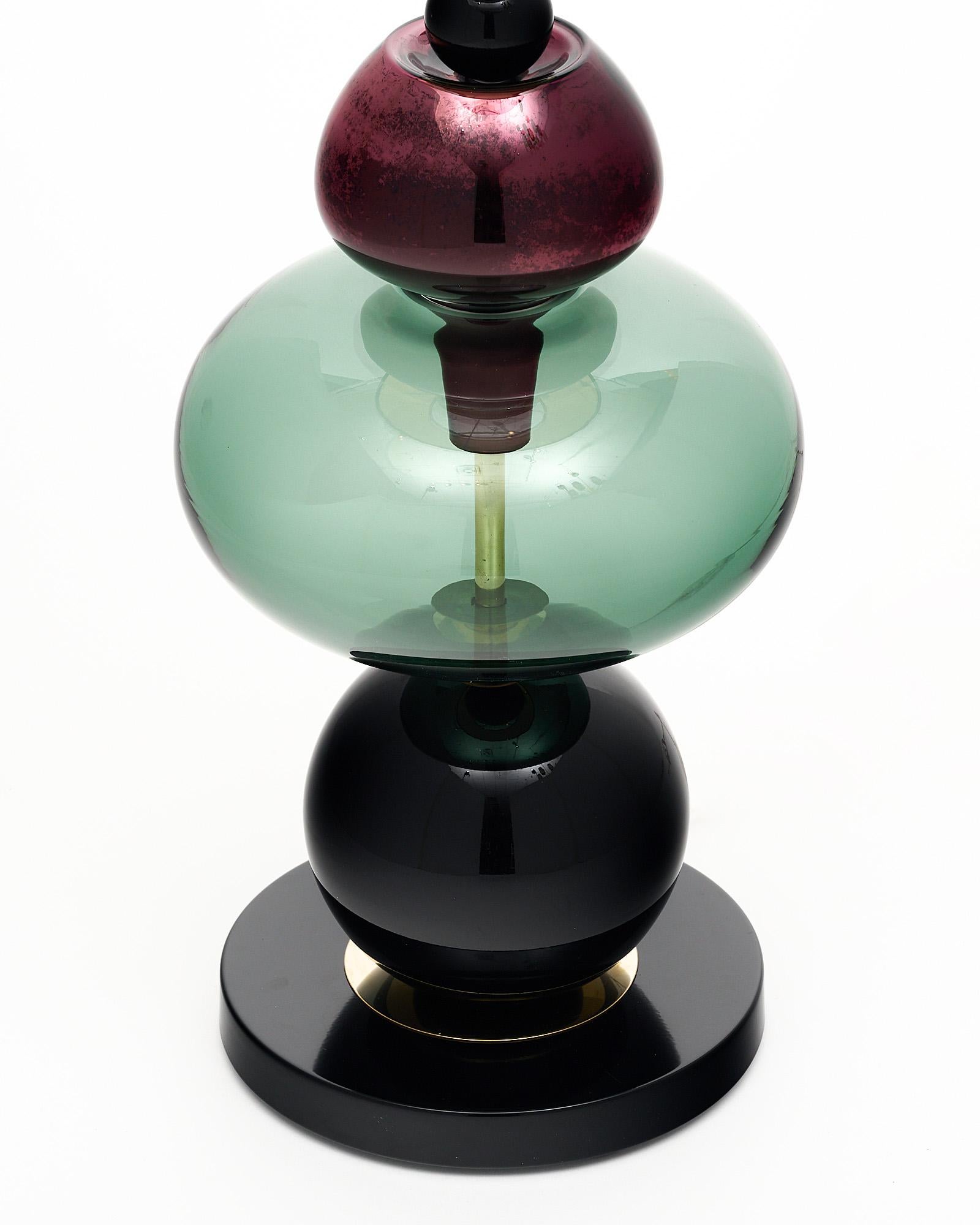 Verre de Murano Lampes de style Ettore Sotsass en verre de Murano violet et noir en vente
