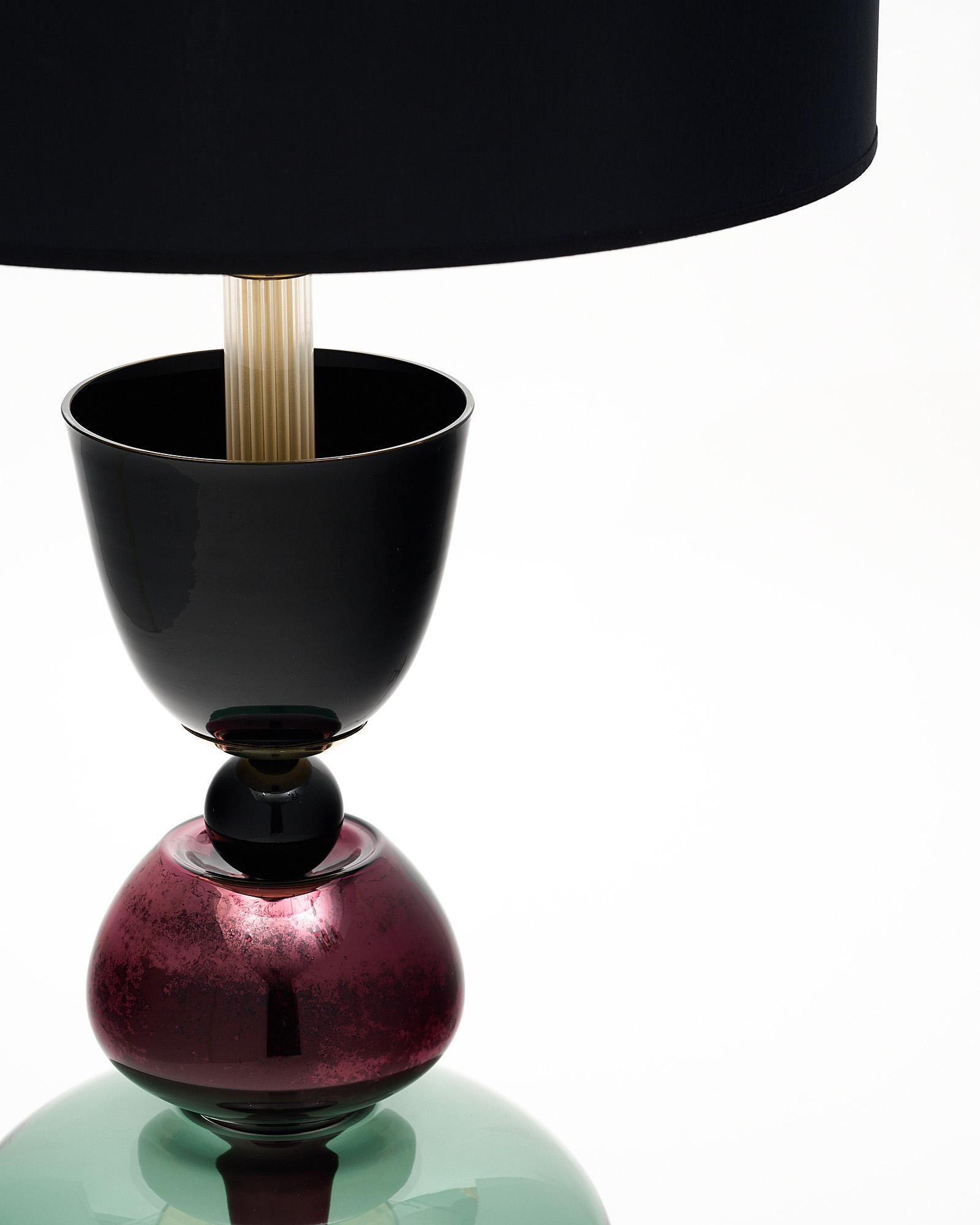 Lampes de style Ettore Sotsass en verre de Murano violet et noir en vente 1