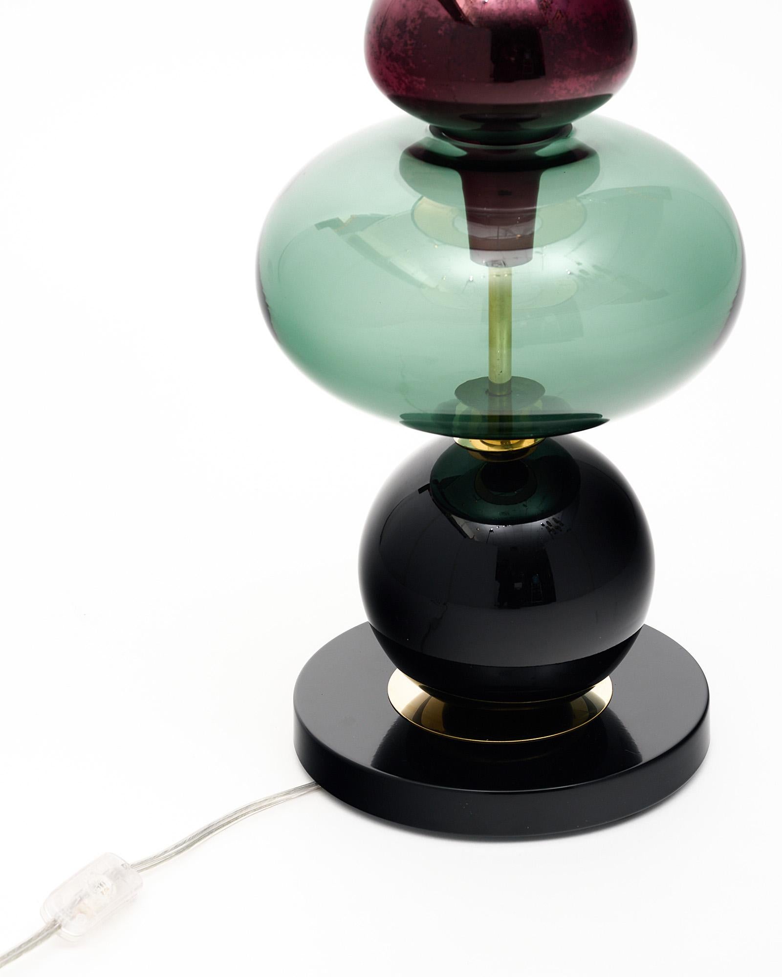 Lampes de style Ettore Sotsass en verre de Murano violet et noir en vente 2