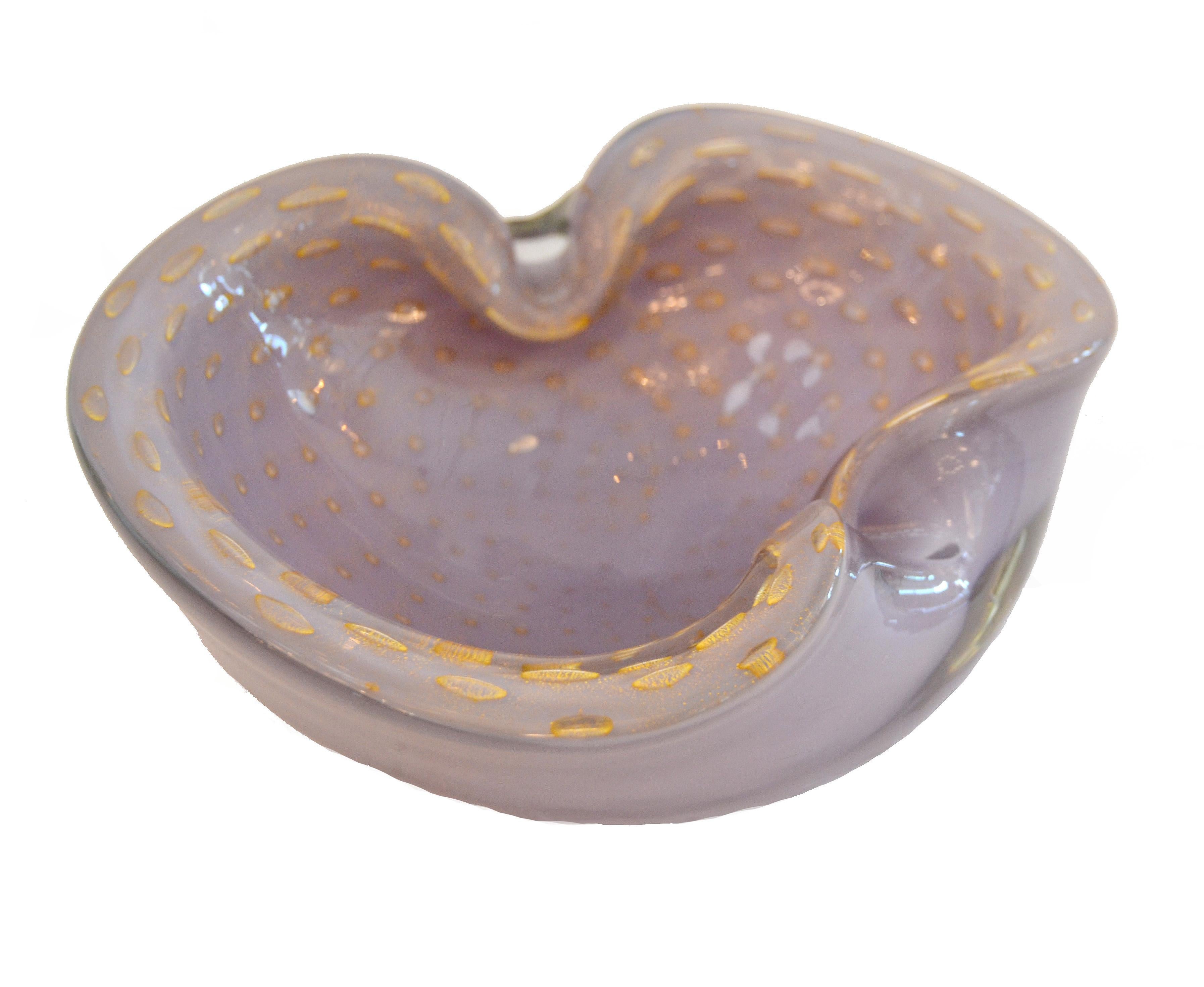 Murano Glass Purple and Gold Flecks Bowl / Catchall 1