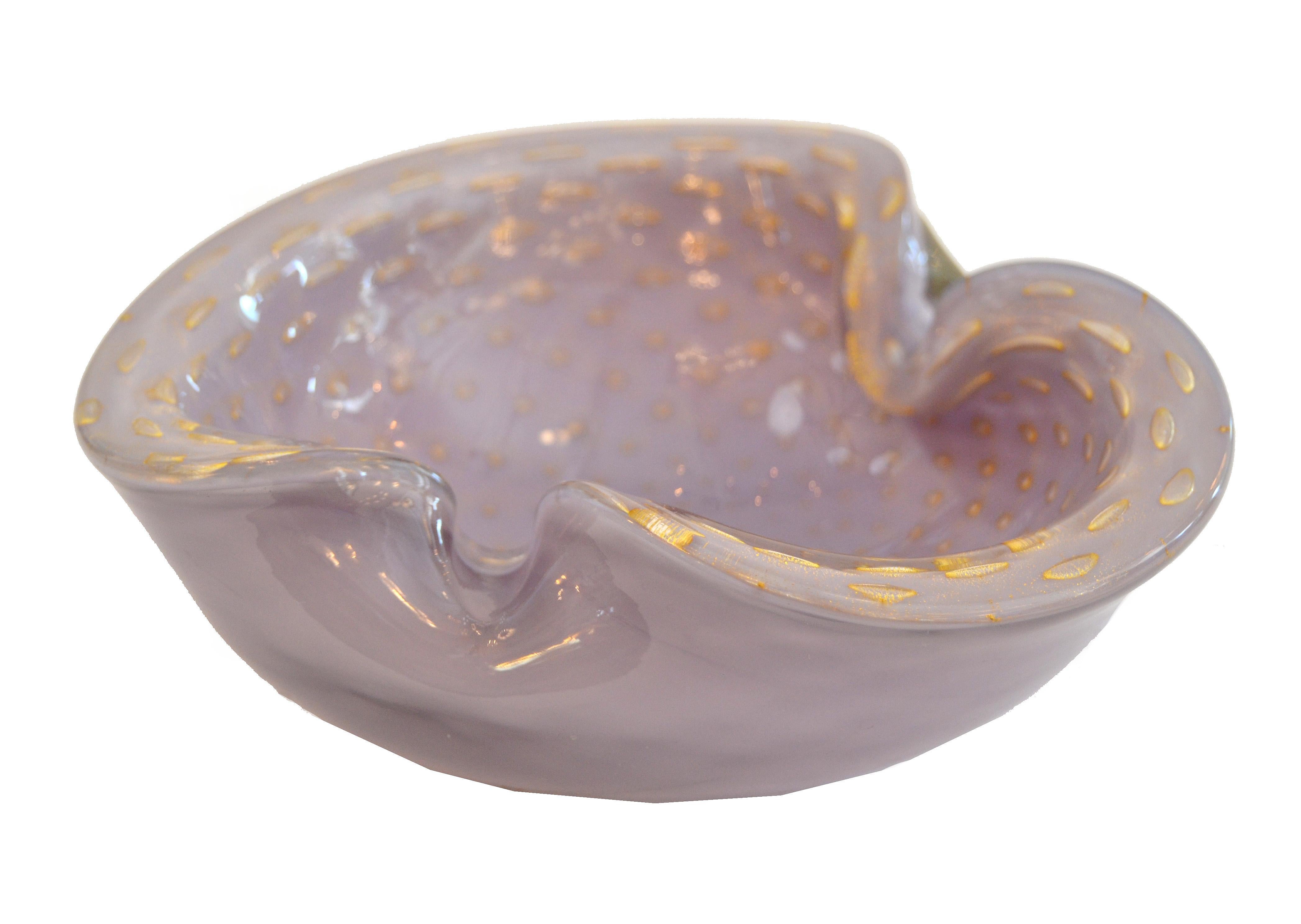 Murano Glass Purple and Gold Flecks Bowl / Catchall 2