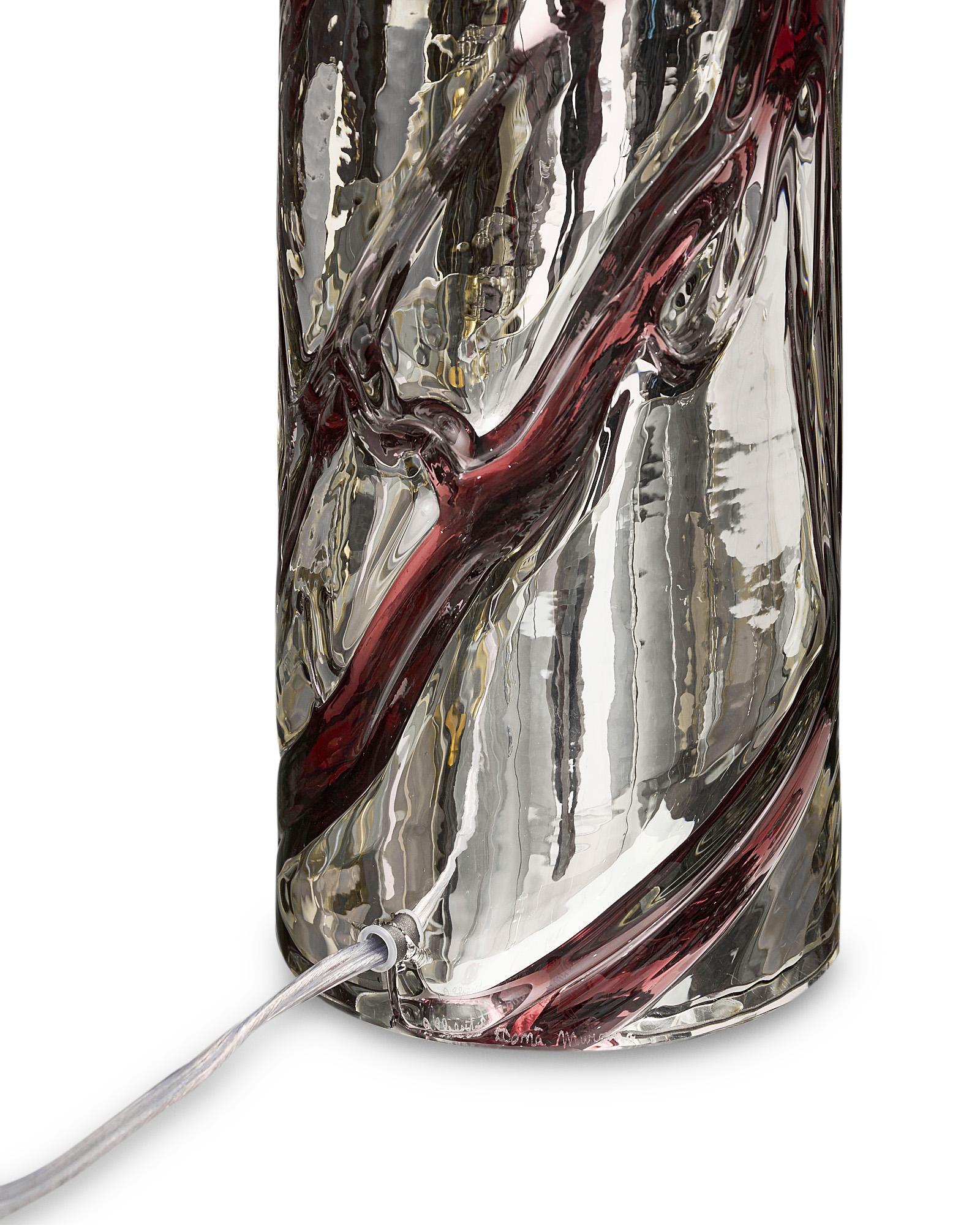 Murano Glas Lila und verspiegelte Glaslampen im Angebot 2